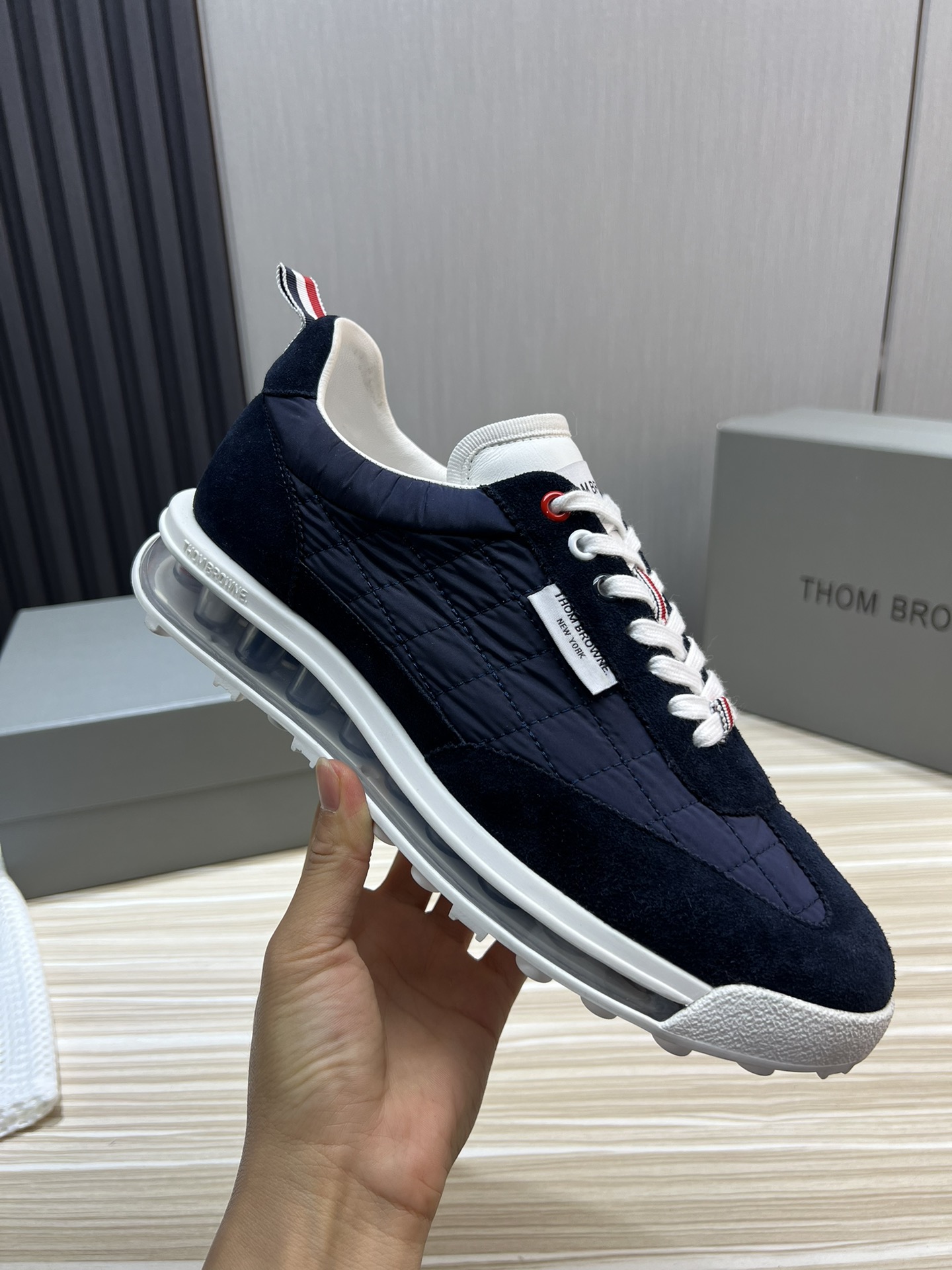 Thom Browne Men's Navy Leather & Suede Casual Sneakers - Size 38-44 8 i1700682213 772 6