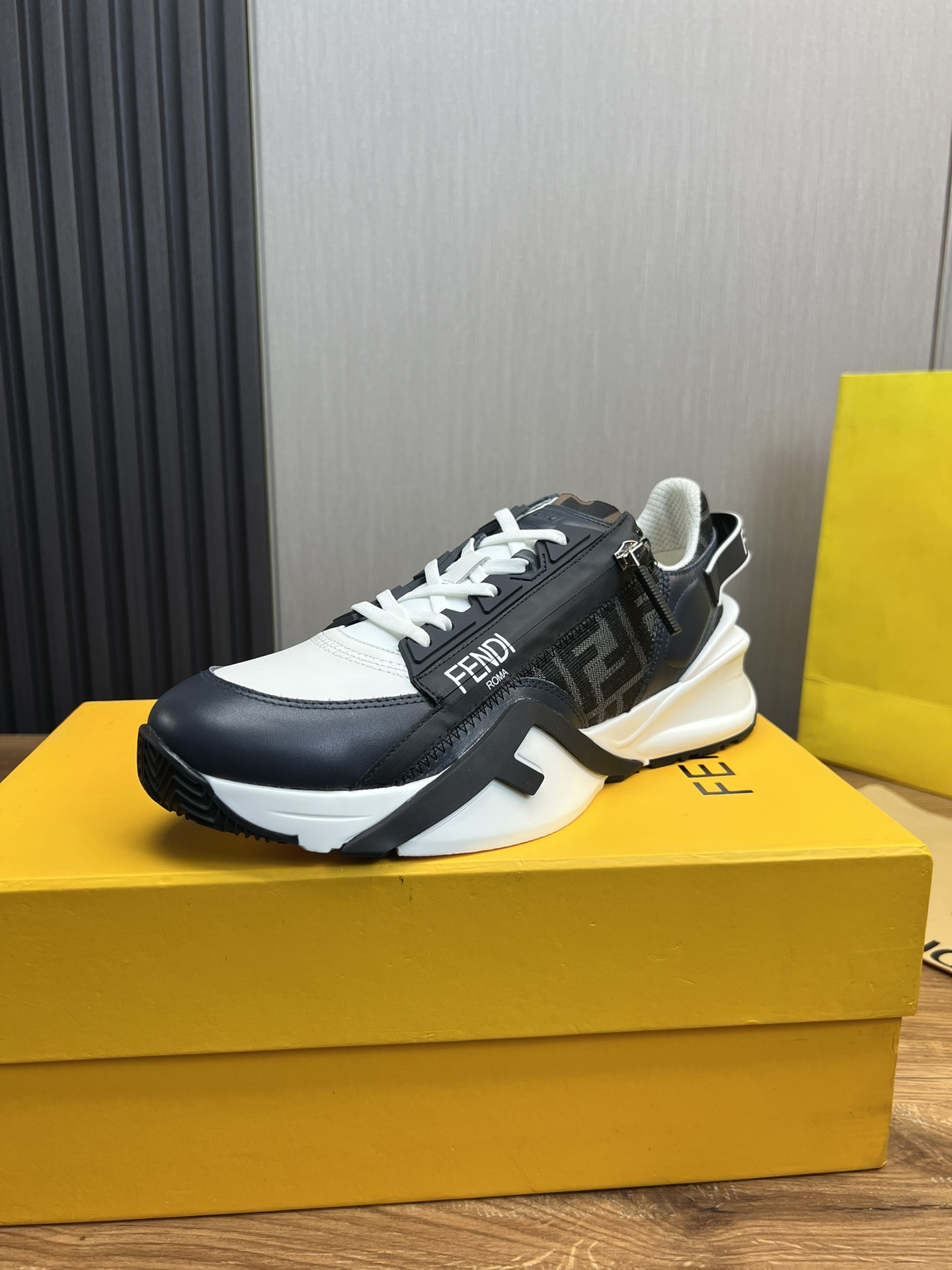 Fendi Men's Fashion Sneakers - Leather, Breathable Mesh Lining, Lightweight