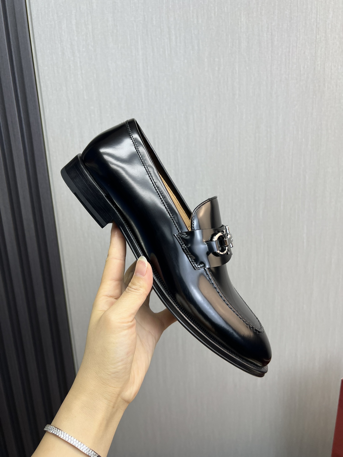 Ferragamo Men's Black Leather Loafers with Silver Hardware, Sizes 39-44 8 i1731265740 6149 4
