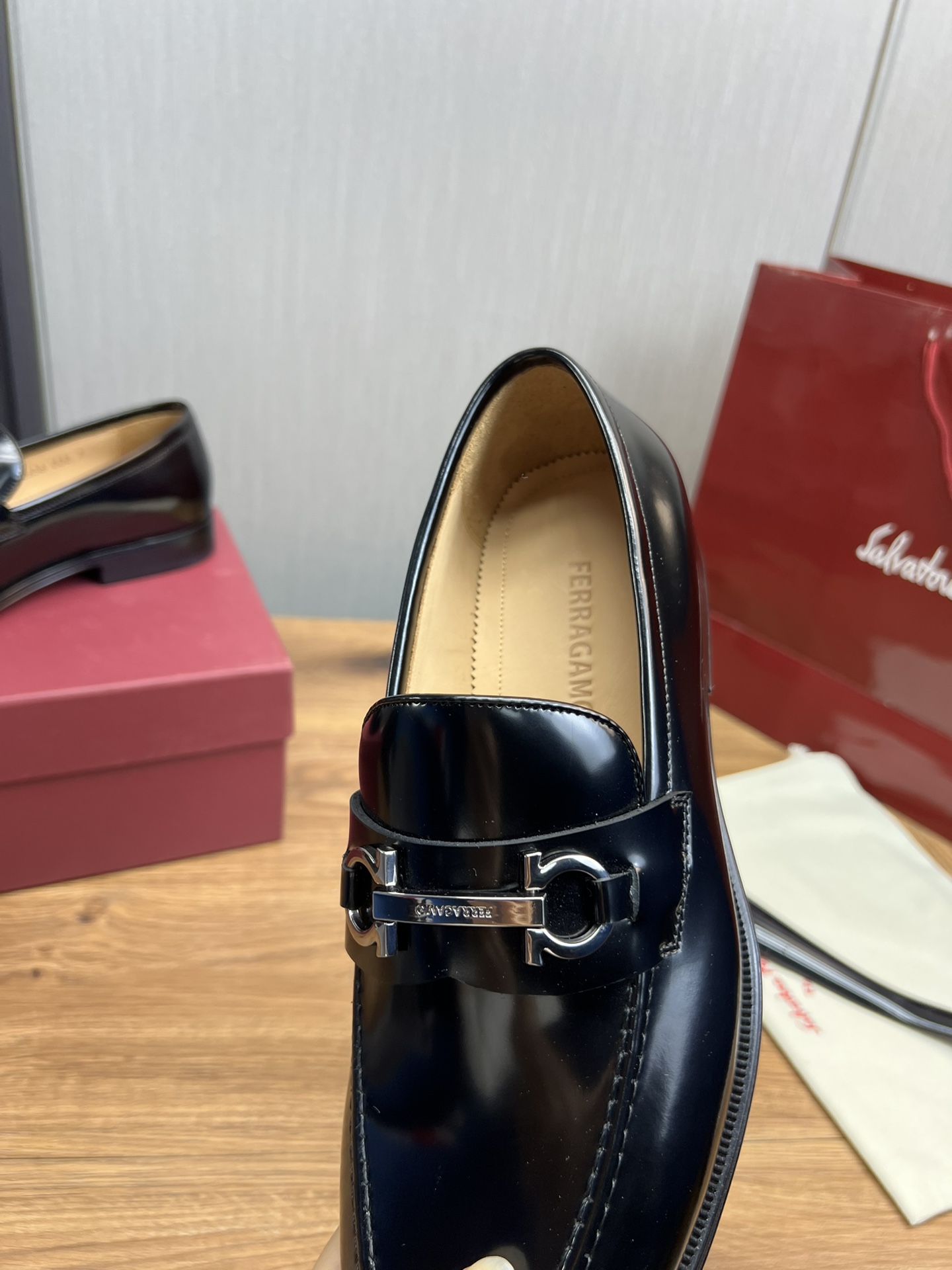 Ferragamo Men's Black Leather Loafers with Silver Hardware, Sizes 39-44 10 i1731265740 7744 7
