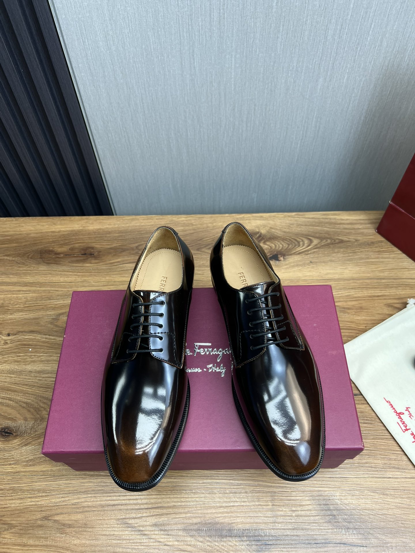 Ferragamo Men's Brown Leather Business Formal Dress Shoes Size 39-44 3 i1731265941 3261 7