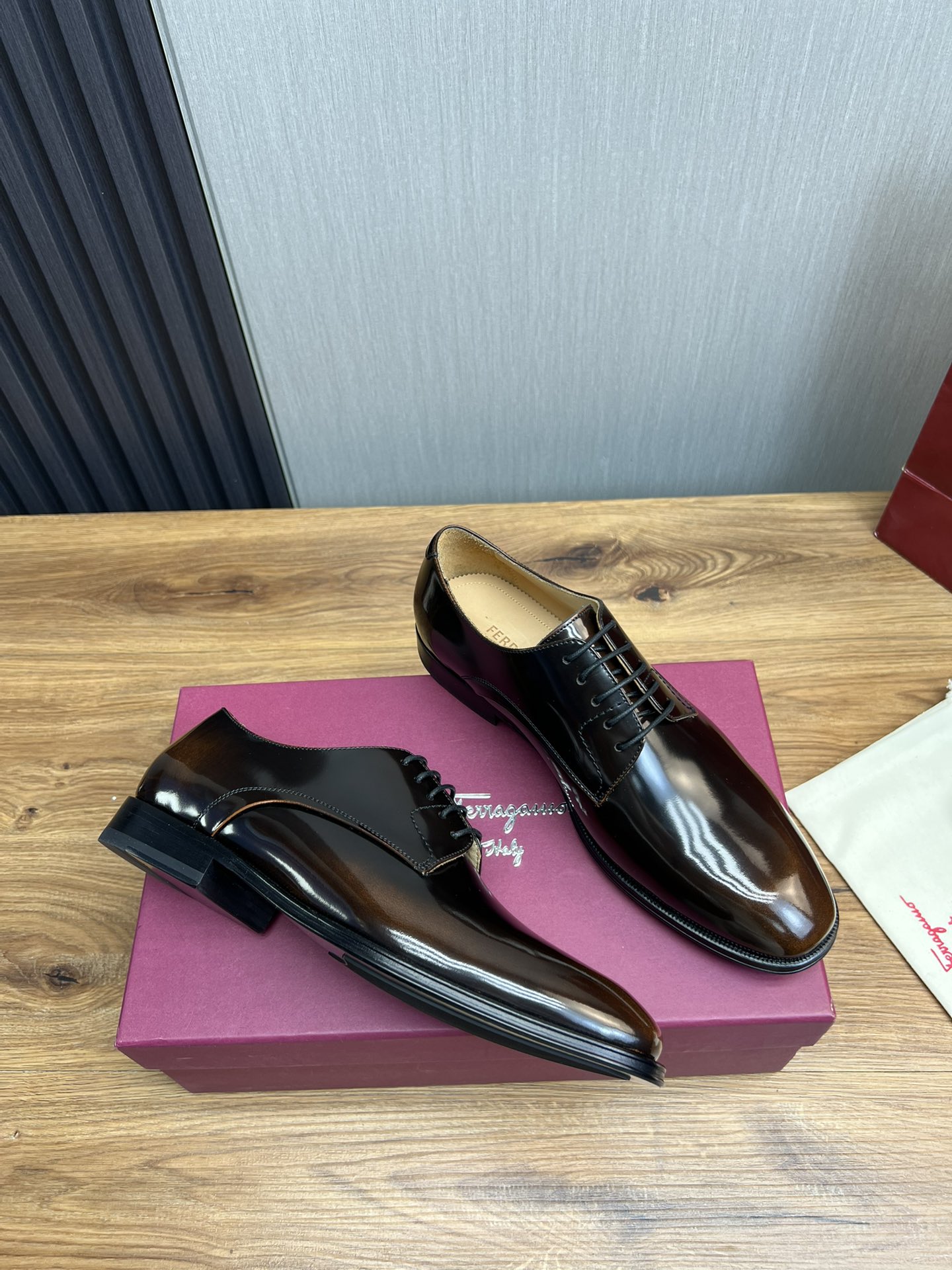 Ferragamo Men's Brown Leather Business Formal Dress Shoes Size 39-44 6 i1731265941 837 5