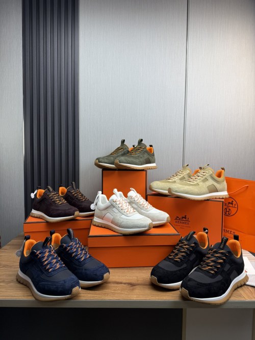 Hermes Men's Leather Sneakers, Casual Running Shoes, Comfortable Walking Shoes 1 Hermes Men's Leather Sneakers, Casual Running Shoes, Comfortable Walking Shoes
