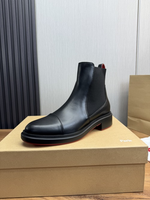 Christian Louboutin Men's Black Leather Chelsea Boots with Red Sole 1 Christian Louboutin Men's Black Leather Chelsea Boots with Red Sole