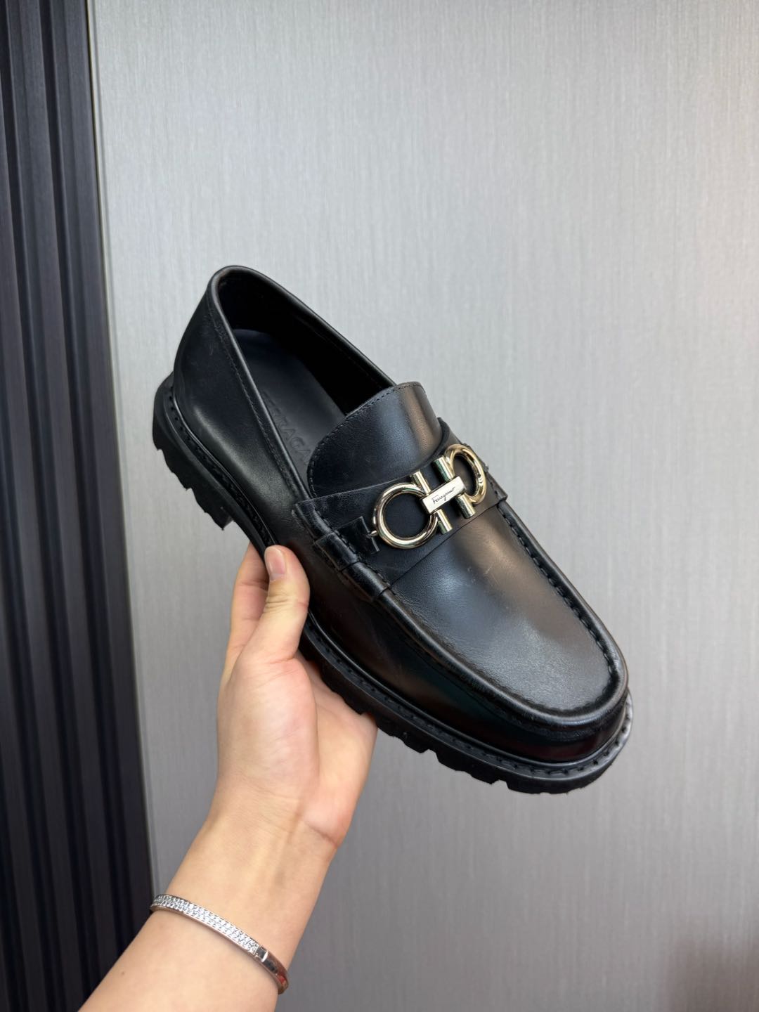 Ferragamo Men's Black Leather Loafers Business Casual Shoes Size 39-44 9 i1735847303302 8662 0 1