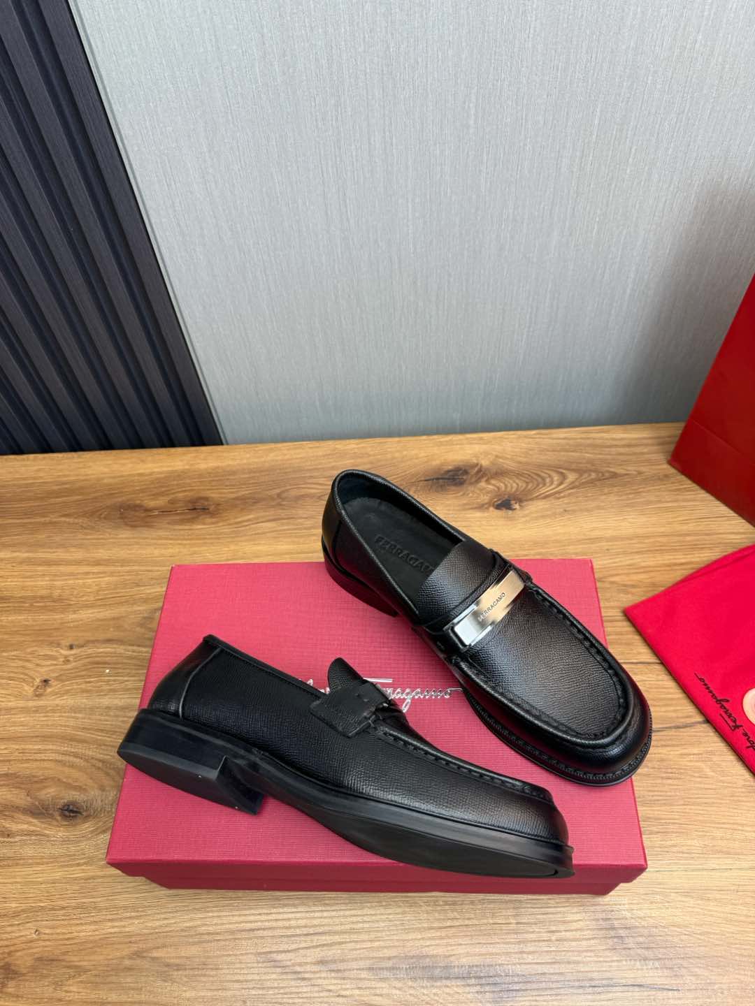 Ferragamo Men's Black Leather Loafers Business Casual Shoes Size 39-44 7 i1735847744718 517 0 5