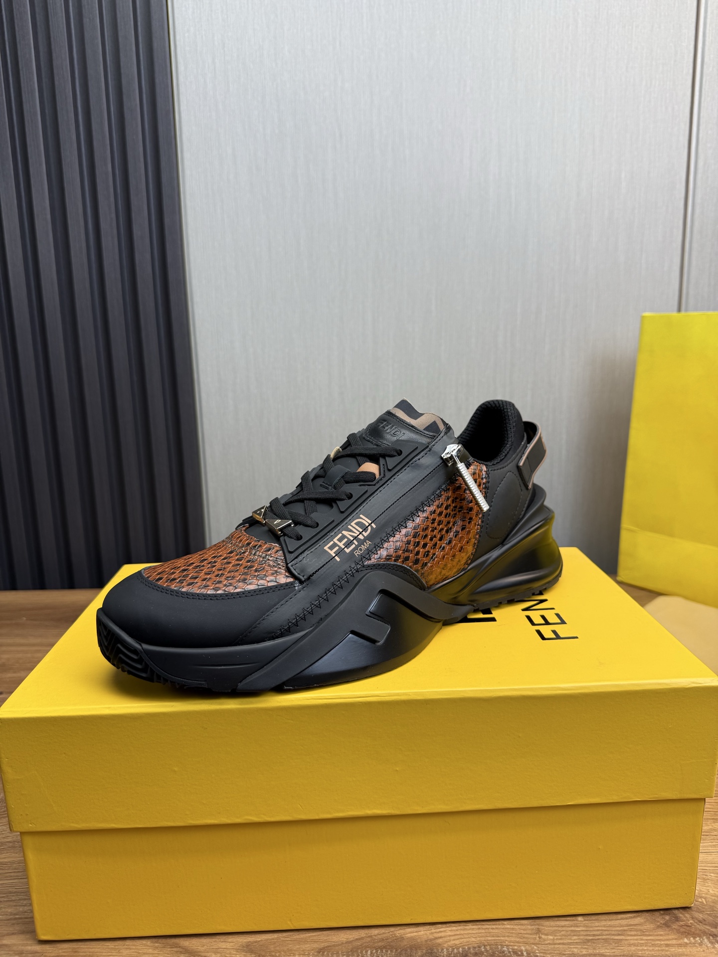 Fendi Men's Fashion Sneakers with Leather and Mesh - Lightweight & Durable