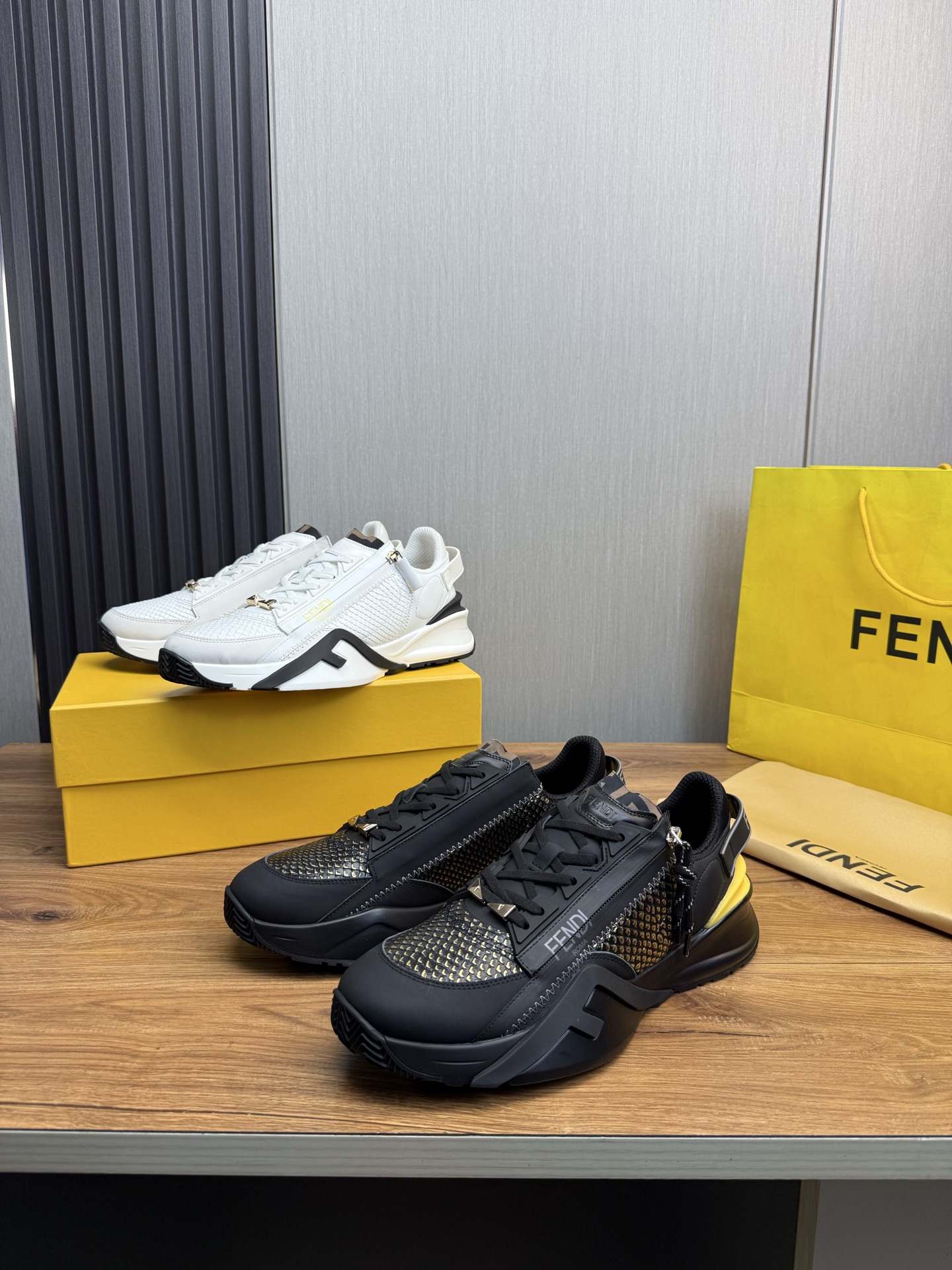 Fendi Men's Fashion Casual Sneakers - Premium Leather, Breathable, and Lightweight
