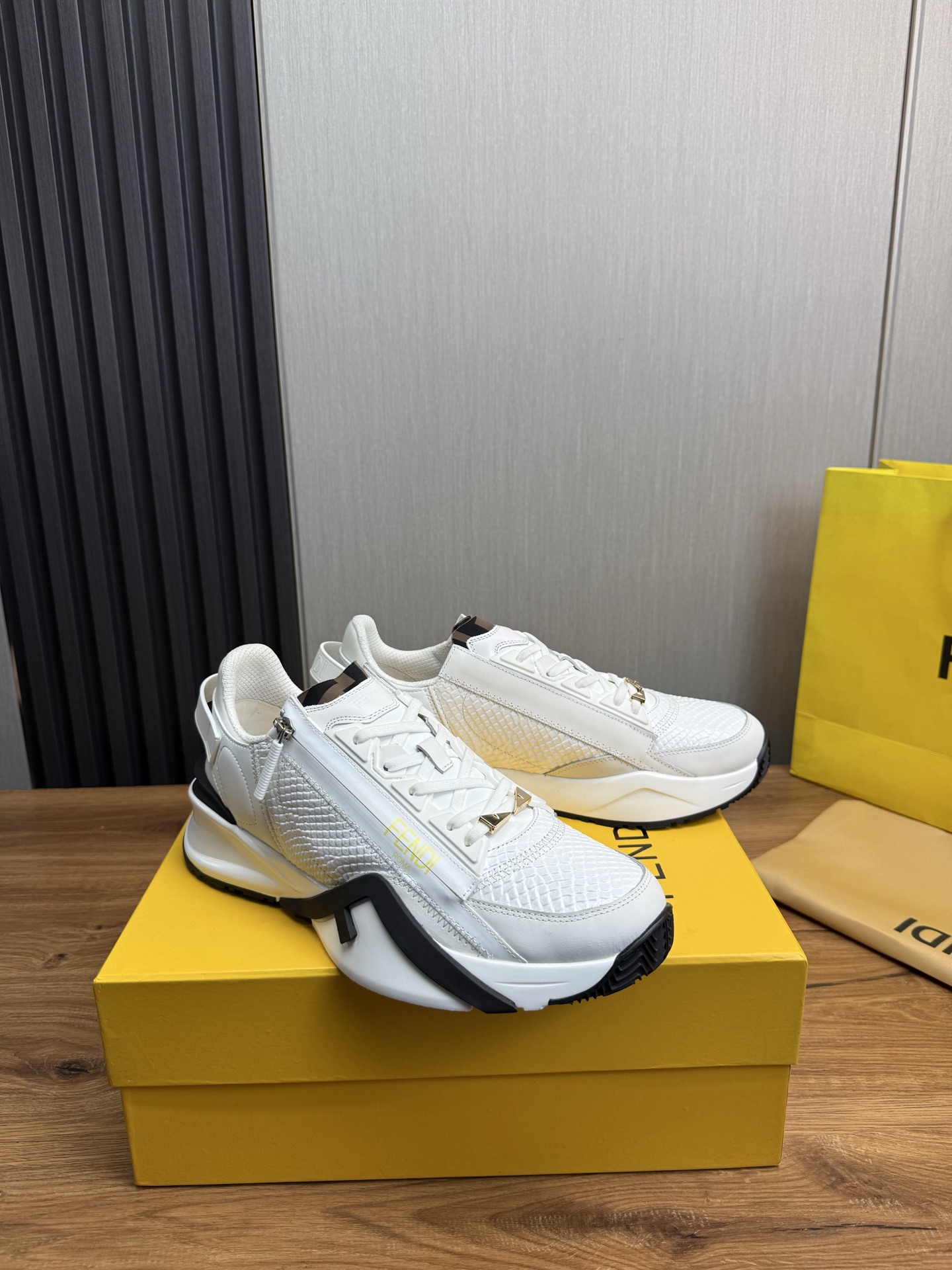 Fendi Men's White Leather and Mesh Trainer Sneakers - Stylish and Comfortable 4 i1741889813595 6359 0 6