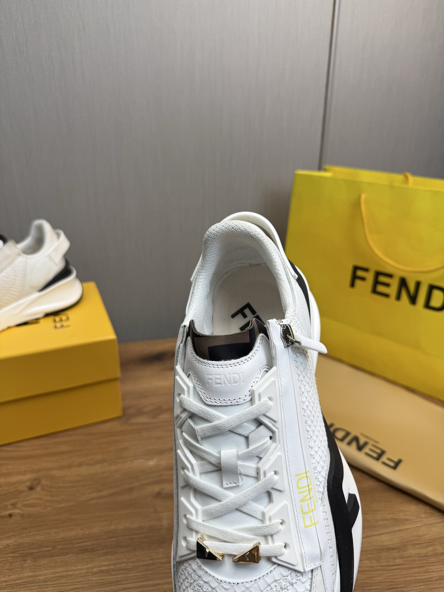 Fendi Men's White Leather and Mesh Trainer Sneakers - Stylish and Comfortable 11 i1741889814690 4491 0 10