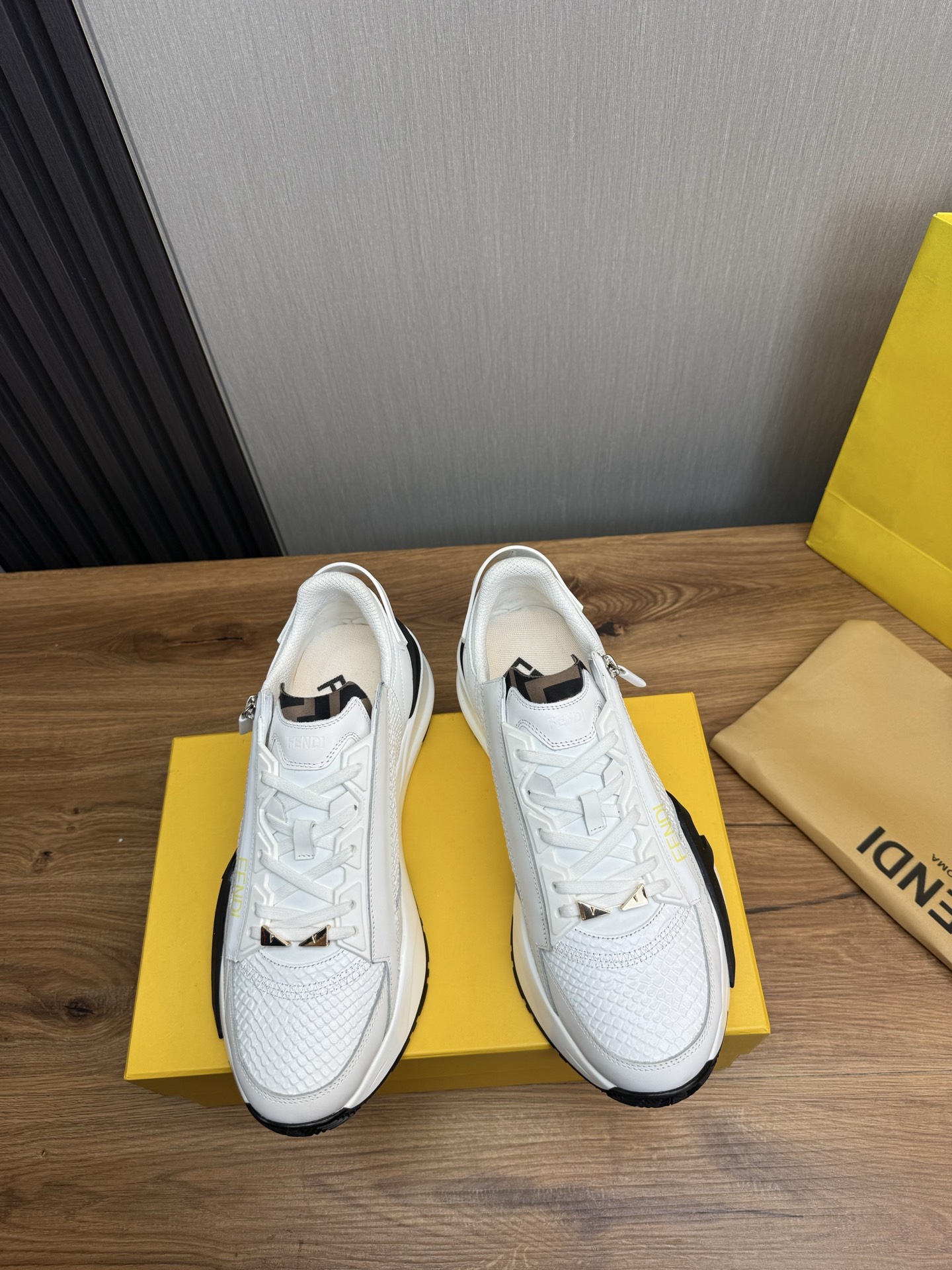 Fendi Men's White Leather and Mesh Trainer Sneakers - Stylish and Comfortable 3 i1741889814766 8485 0 3