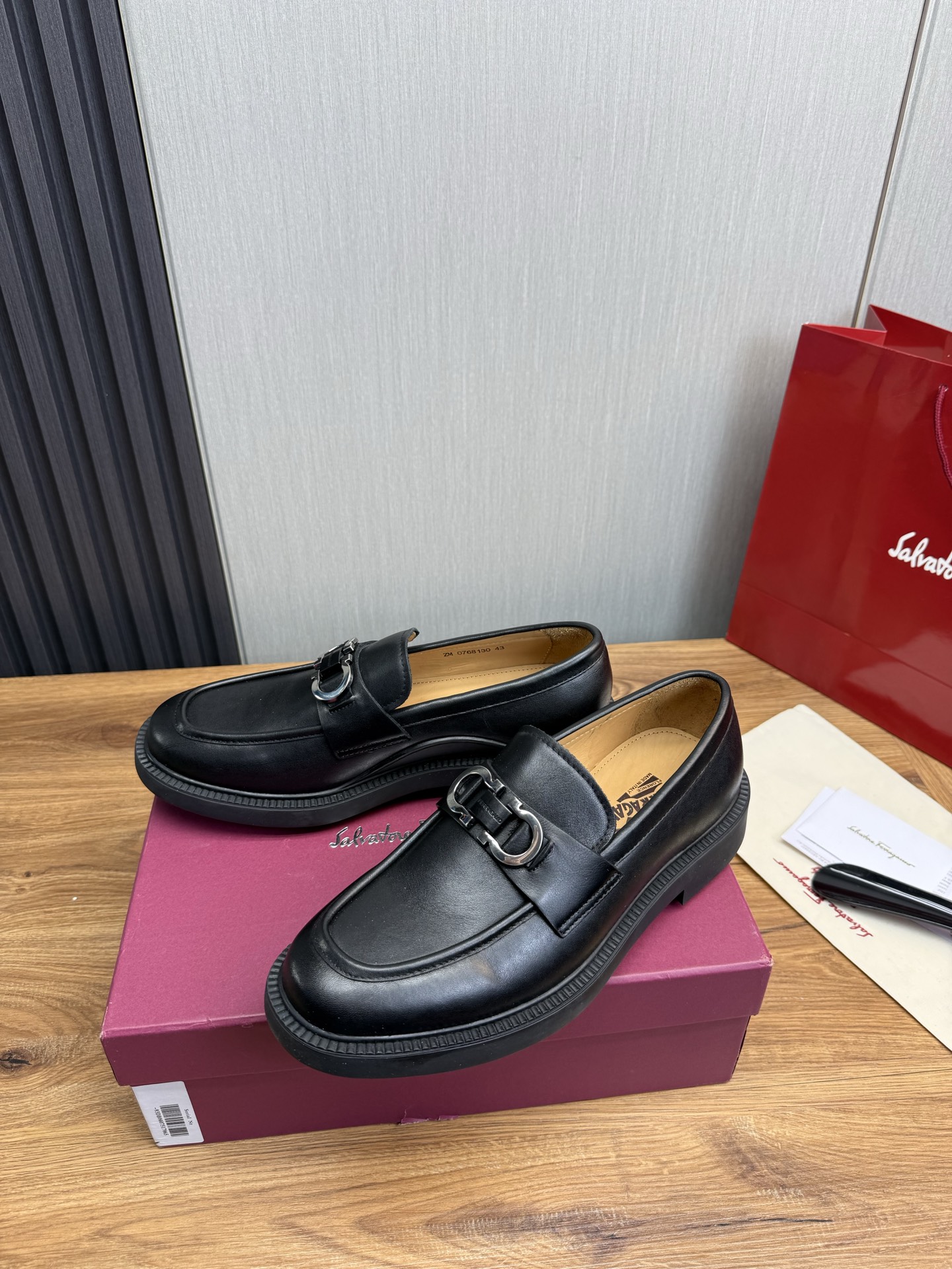 Ferragamo Men's Black Leather Loafers with Thick Sole, Size 39-44 4 i1742414043638 5195 0 4