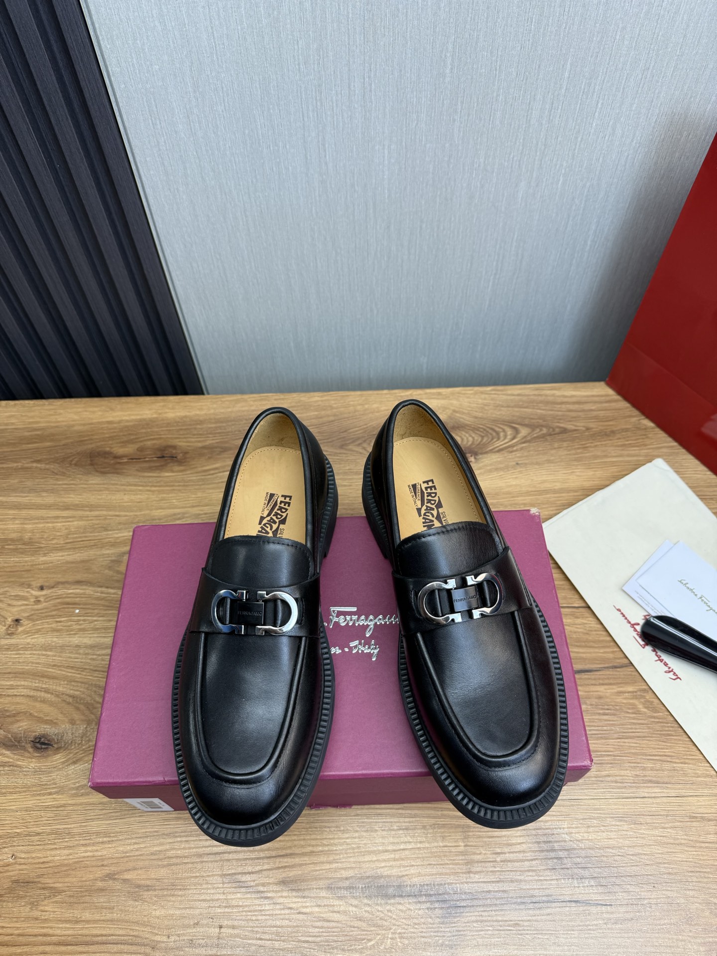 Ferragamo Men's Black Leather Loafers with Thick Sole, Size 39-44 3 i1742414043675 9116 0 1