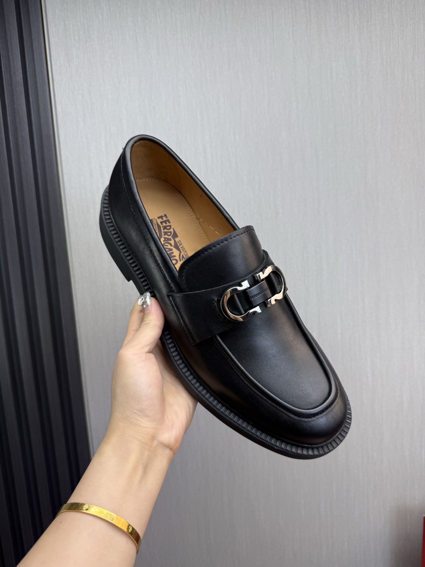 Ferragamo Men's Black Leather Loafers with Thick Sole, Size 39-44 8 i1742414044681 8387 0 3