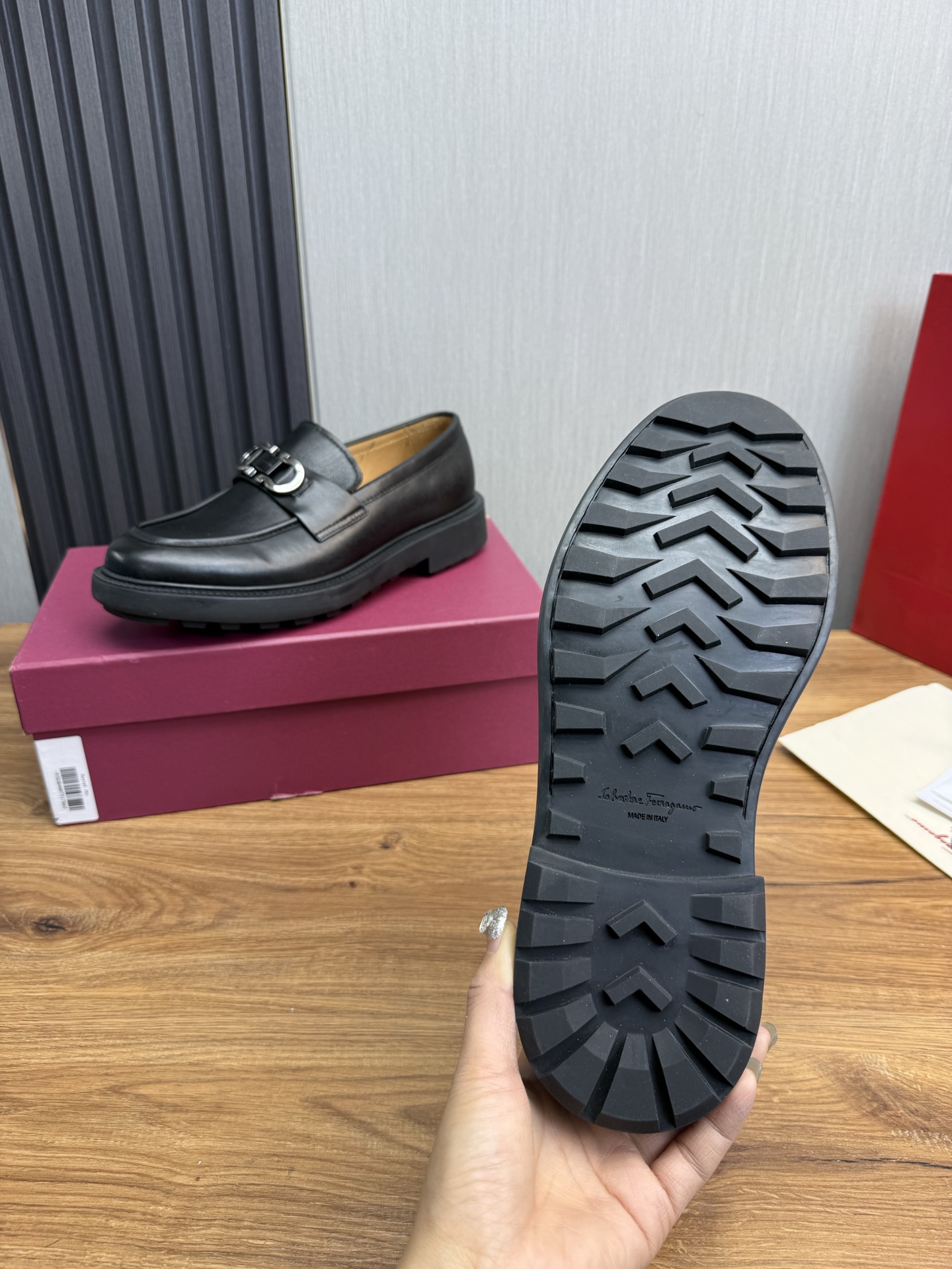 Ferragamo Men's Black Leather Loafers with Thick Sole, Size 39-44 10 i1742414044819 9023 0 10