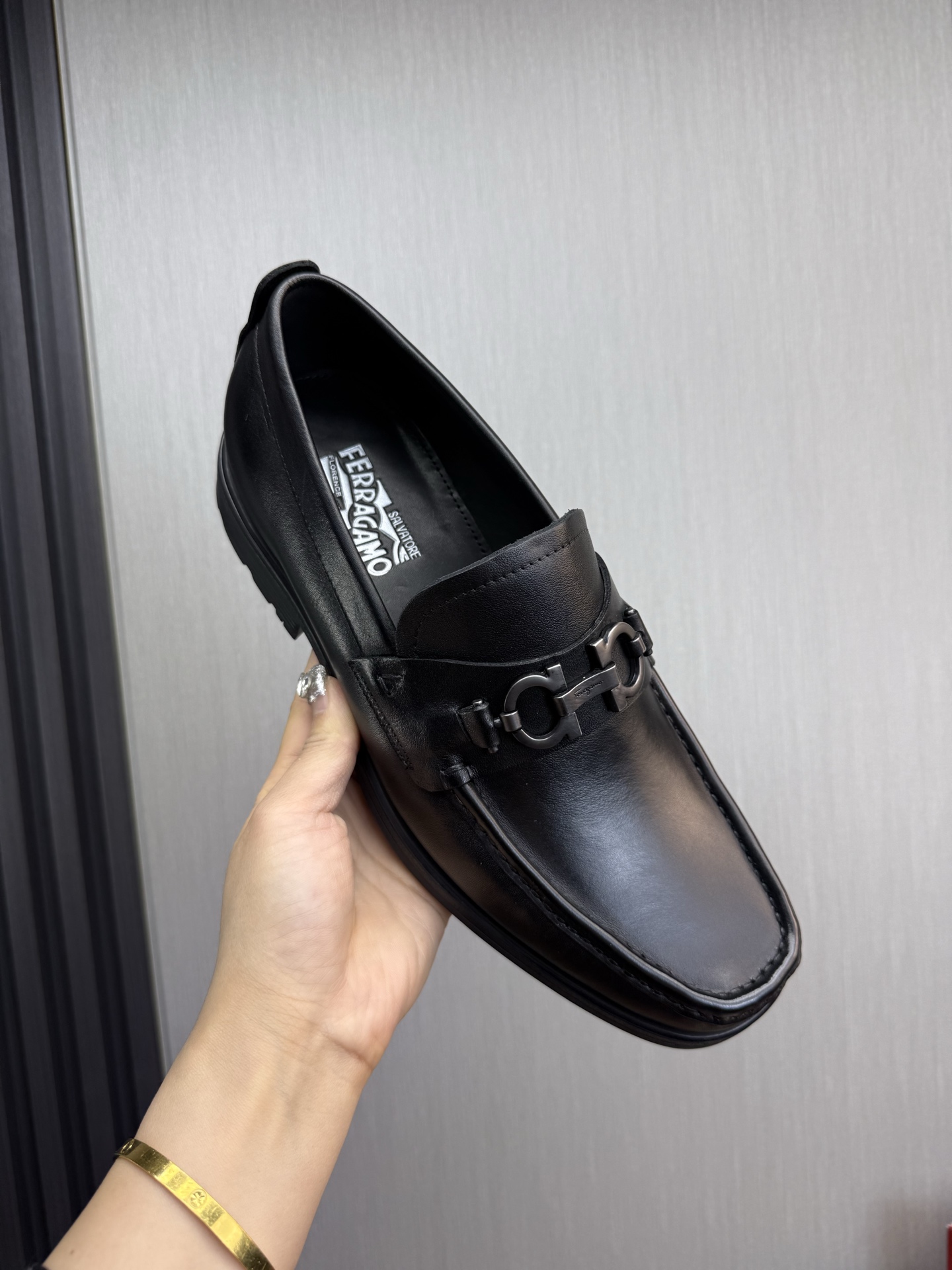 Ferragamo Men's Black Leather Loafers with Thick Sole, Sizes 39-44 9 i1742414114257 5252 0 2