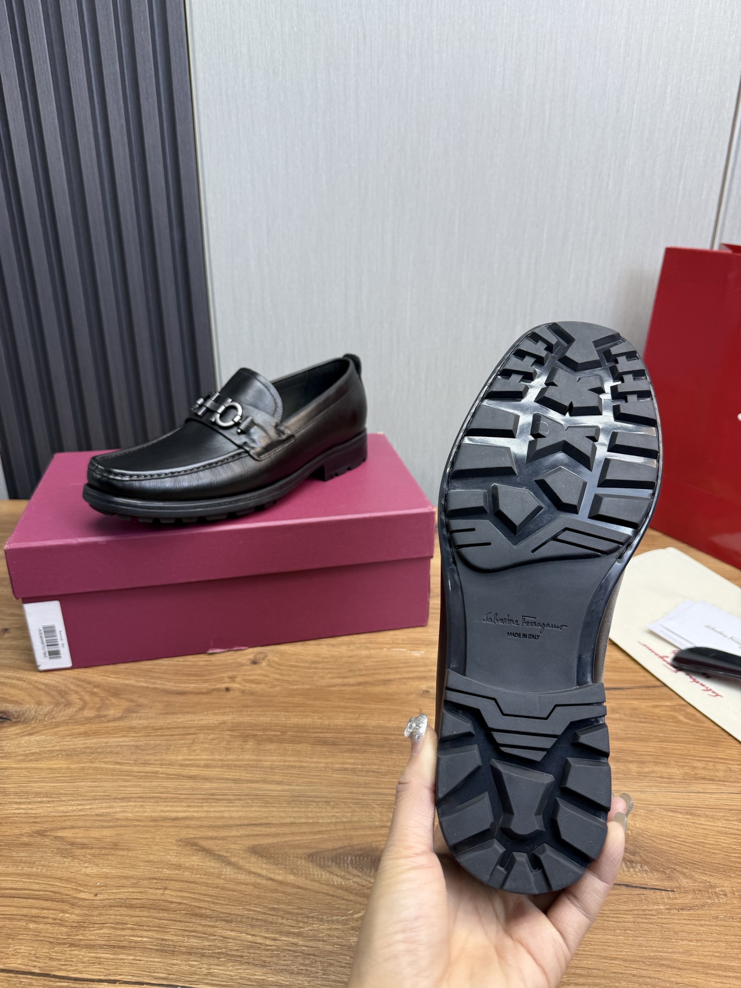 Ferragamo Men's Black Leather Loafers with Thick Sole, Sizes 39-44 11 i1742414114369 6115 0 10