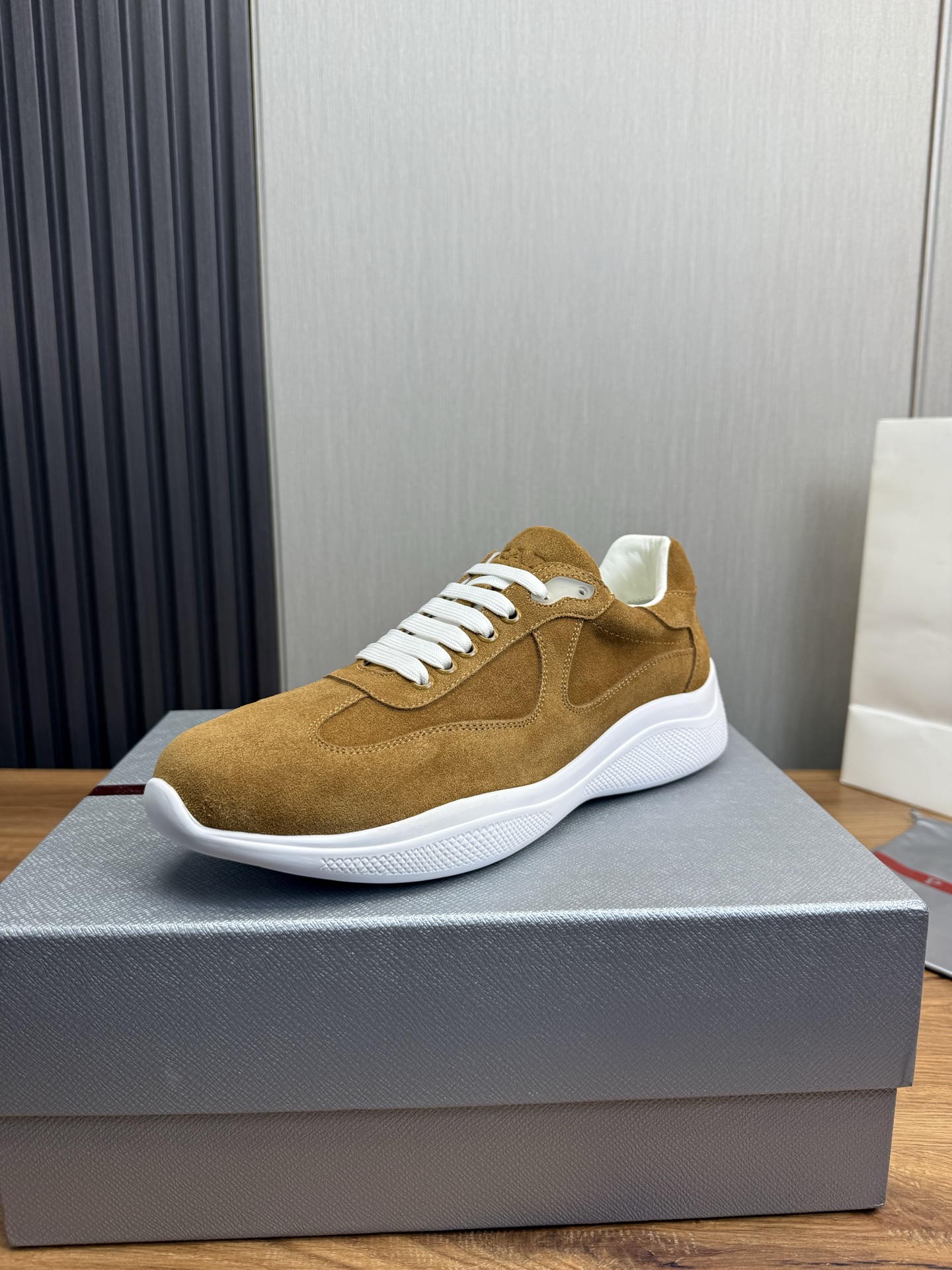 Prada Men's Suede Leather Sneakers, Classic Style, Size 38-44