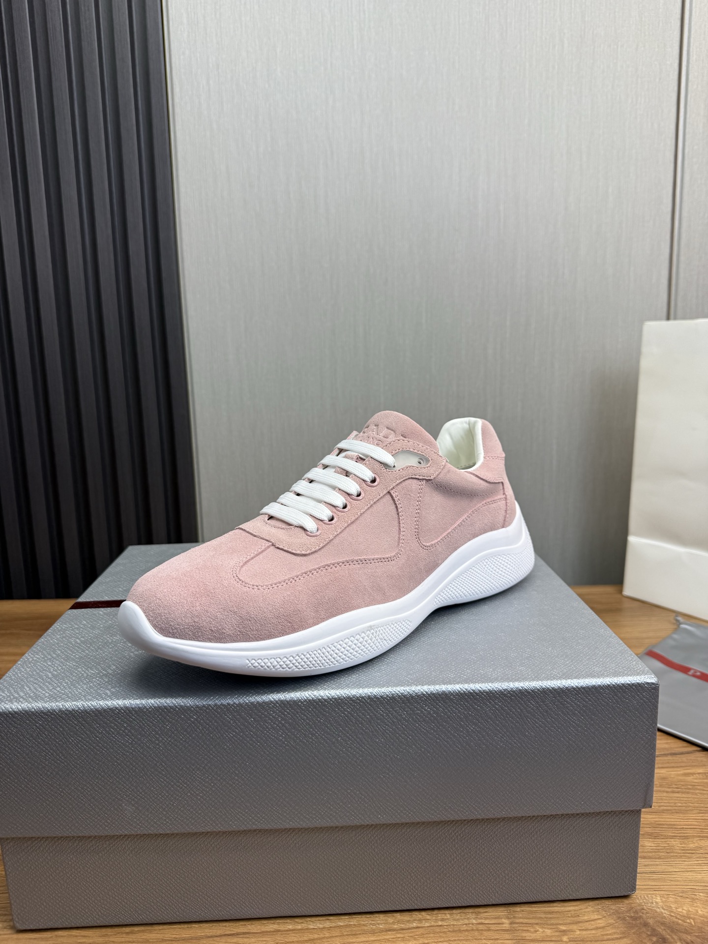 Prada Men's Pink Suede Sneakers, Classic Style, Sizes 38-44