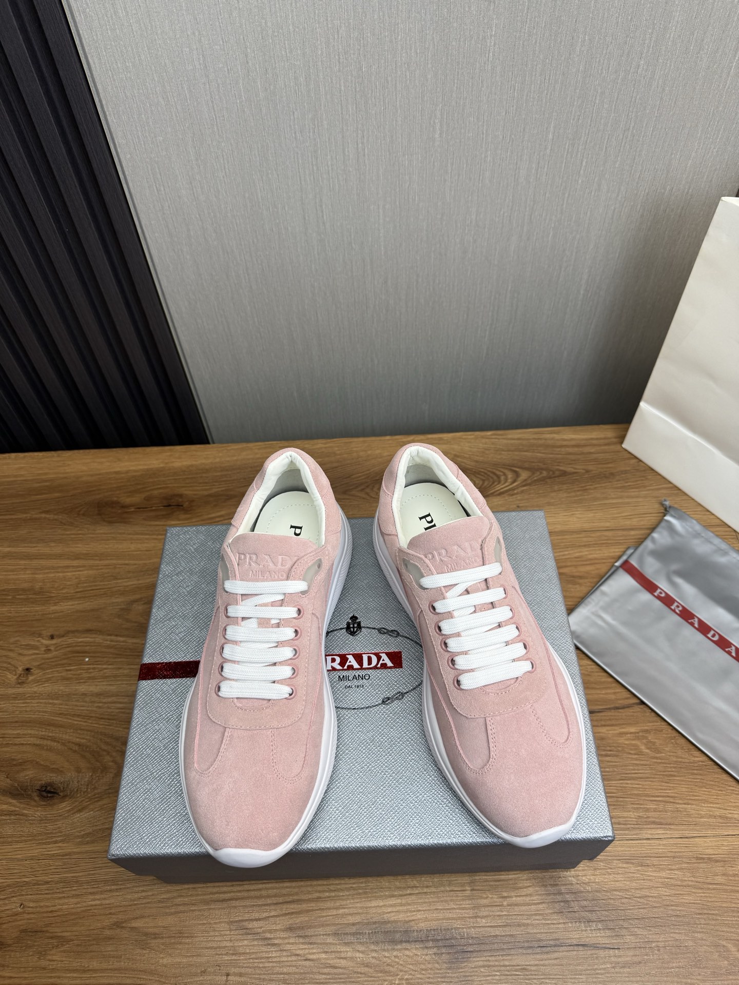 Prada Men's Pink Suede Sneakers, Classic Style, Sizes 38-44 3 i1742499103382 3116 0 3