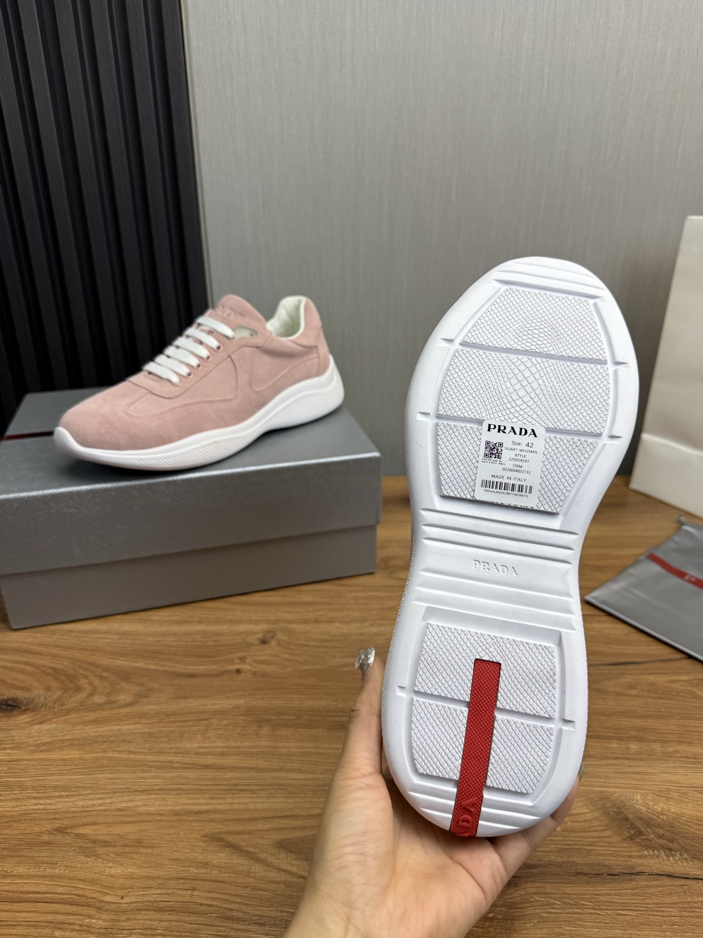 Prada Men's Pink Suede Sneakers, Classic Style, Sizes 38-44 11 i1742499103410 1909 0 11