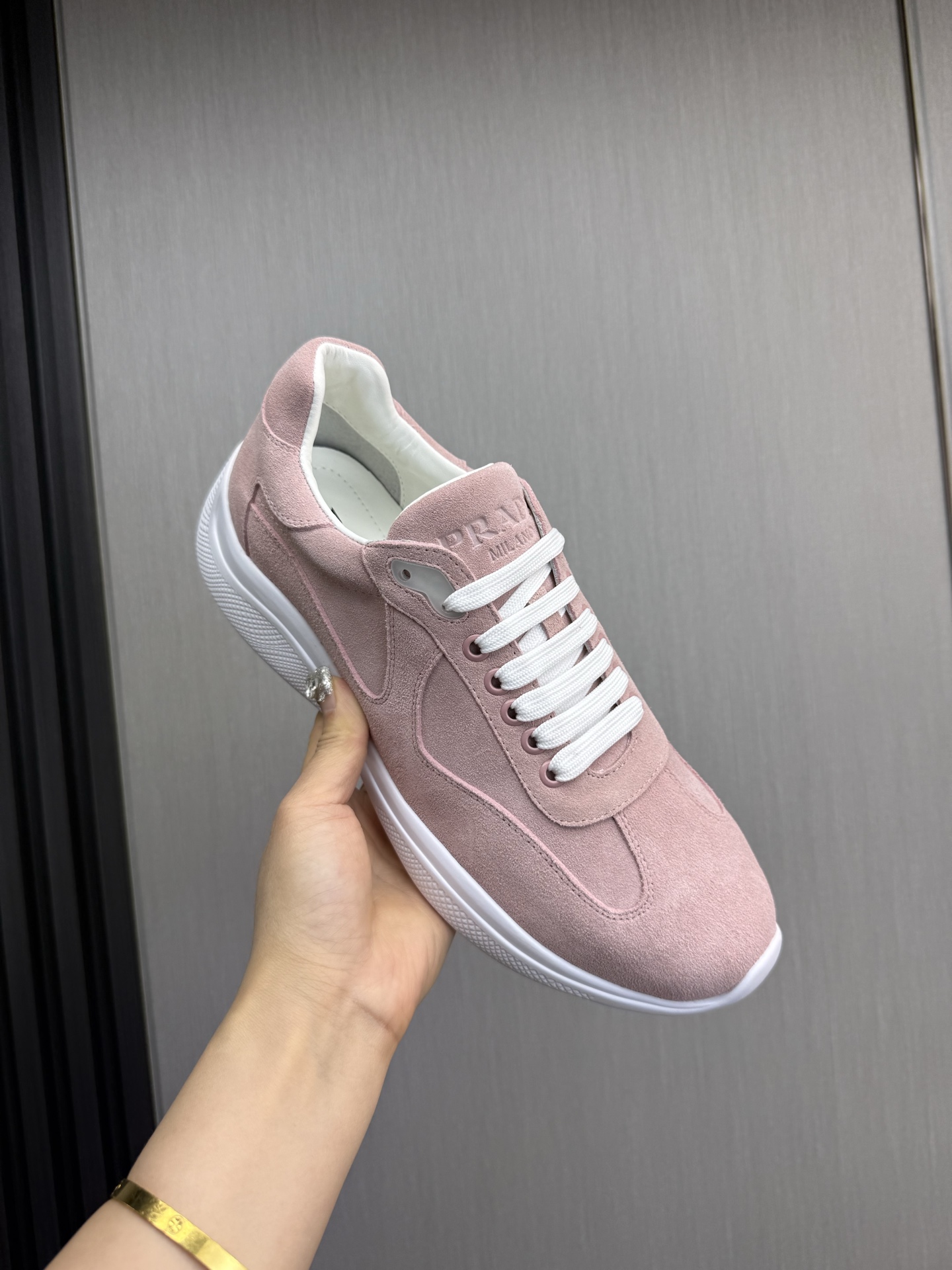 Prada Men's Pink Suede Sneakers, Classic Style, Sizes 38-44 9 i1742499105124 9630 0 2