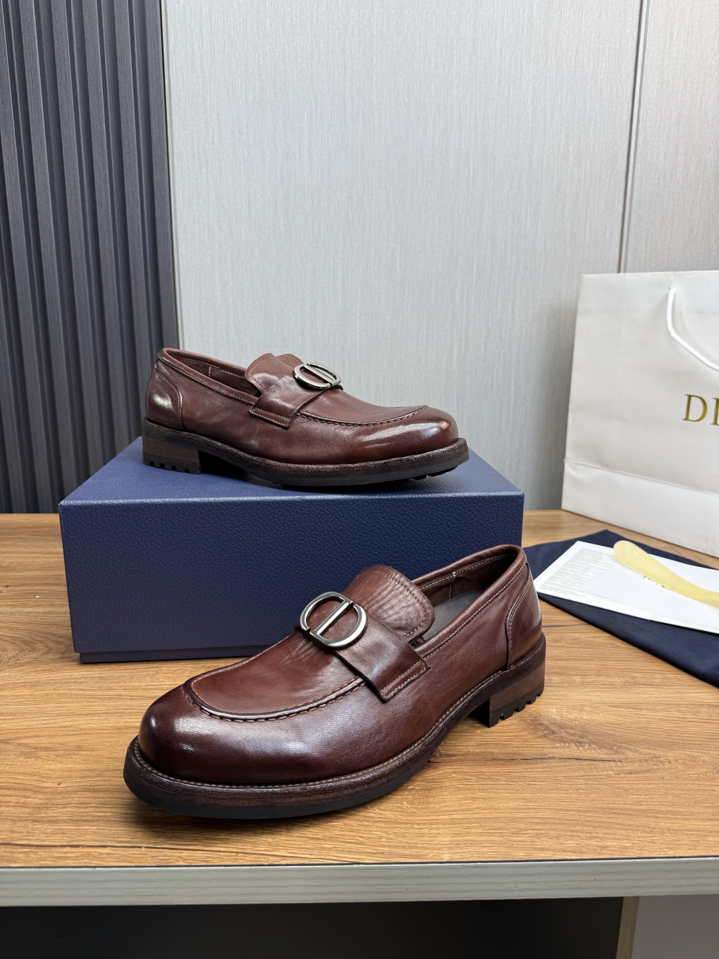 Dior Leather Brown Loafer with Metal CD Logo Buckle, Size 38-44 8 i1742754842595 8502 0 6