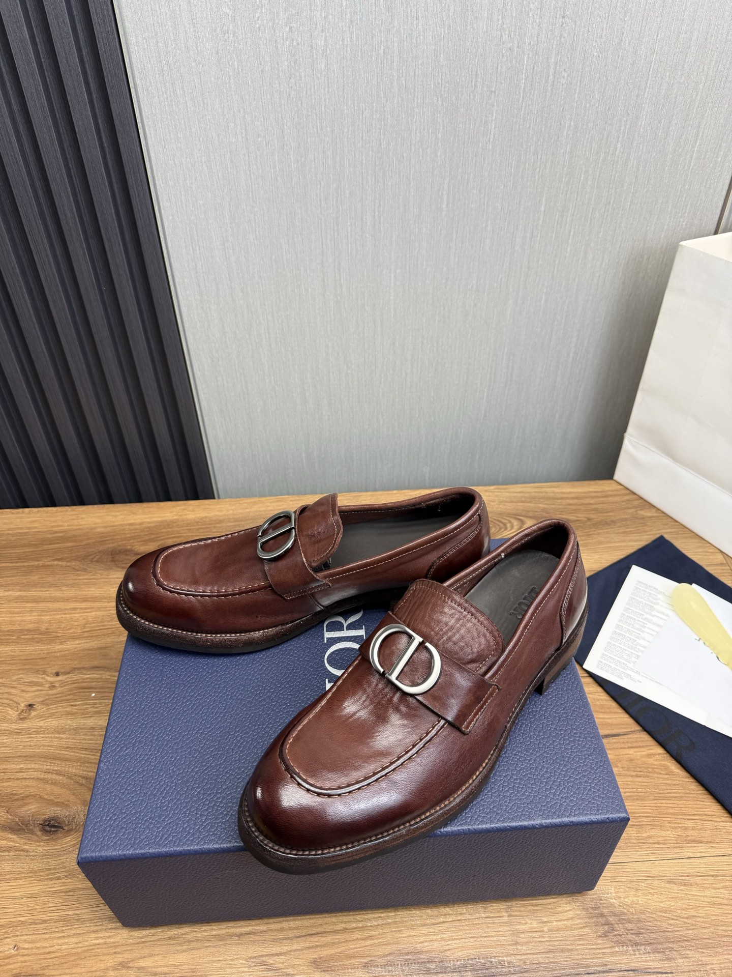 Dior Leather Brown Loafer with Metal CD Logo Buckle, Size 38-44 5 i1742754842659 9826 0 2