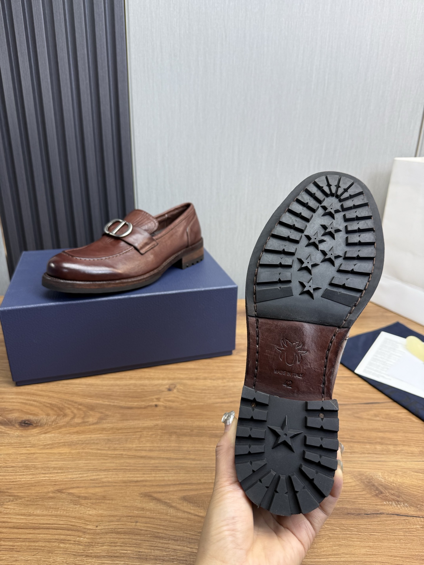 Dior Leather Brown Loafer with Metal CD Logo Buckle, Size 38-44 10 i1742754842736 7459 0 8