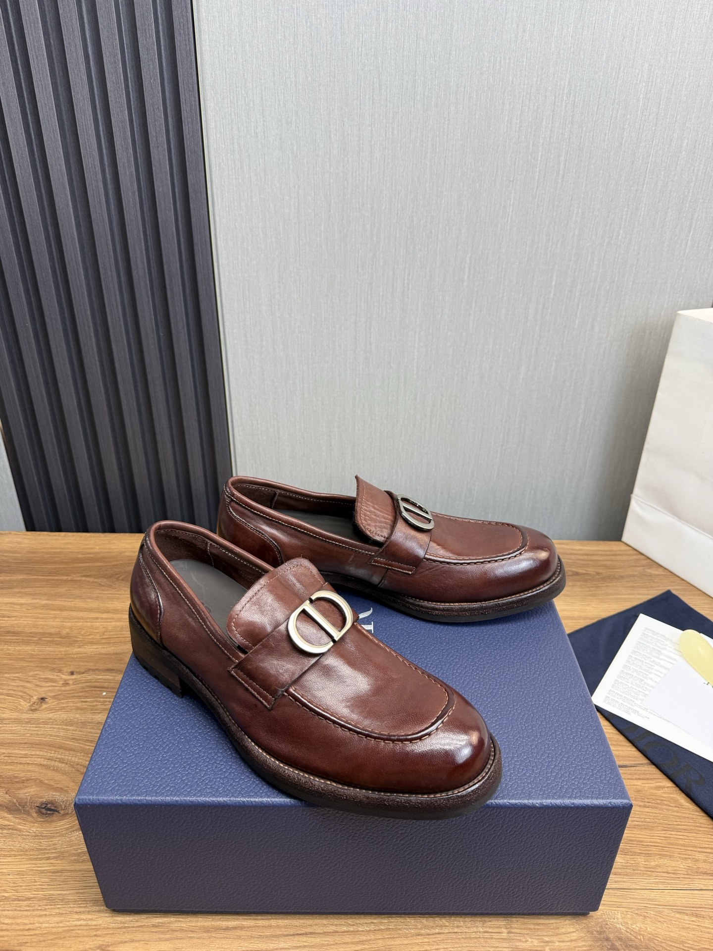 Dior Leather Brown Loafer with Metal CD Logo Buckle, Size 38-44 4 i1742754843899 6590 0 4