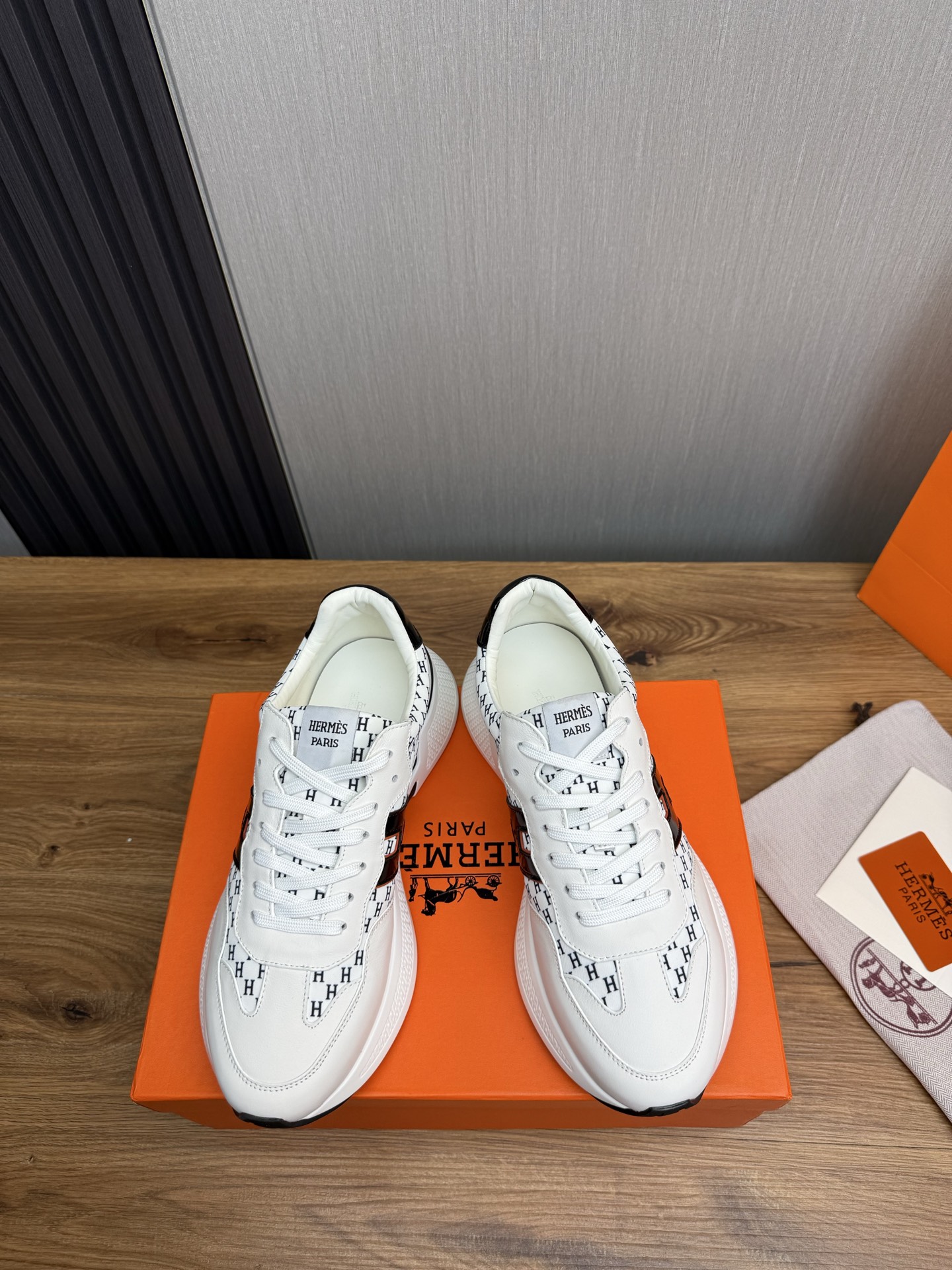Hermes Men's White Leather Sneaker with 'H' Logo, Sizes 39-44 3 i1743103080091 5854 0 3