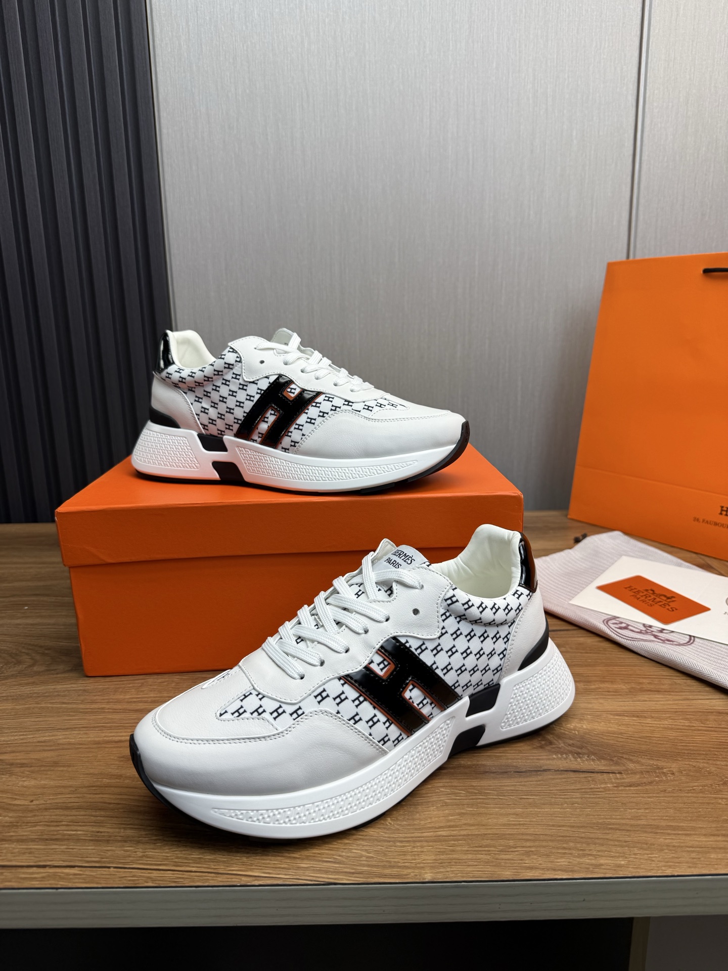 Hermes Men's White Leather Sneaker with 'H' Logo, Sizes 39-44 5 i1743103080186 5181 0 8