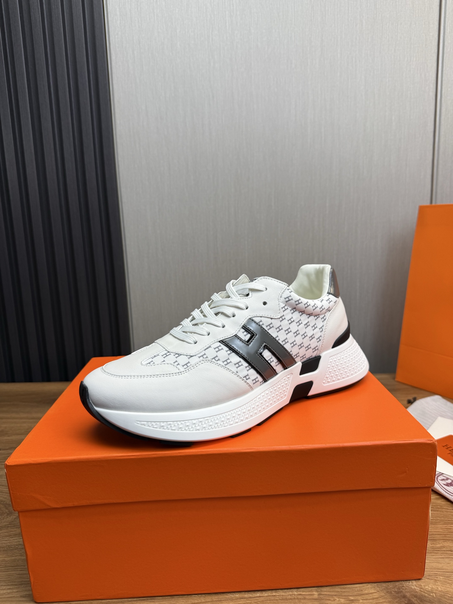 Hermes Men's H Sneakers, White Leather, Iconic Design, Sizes 39-44 2 i1743103215246 2021 0 0