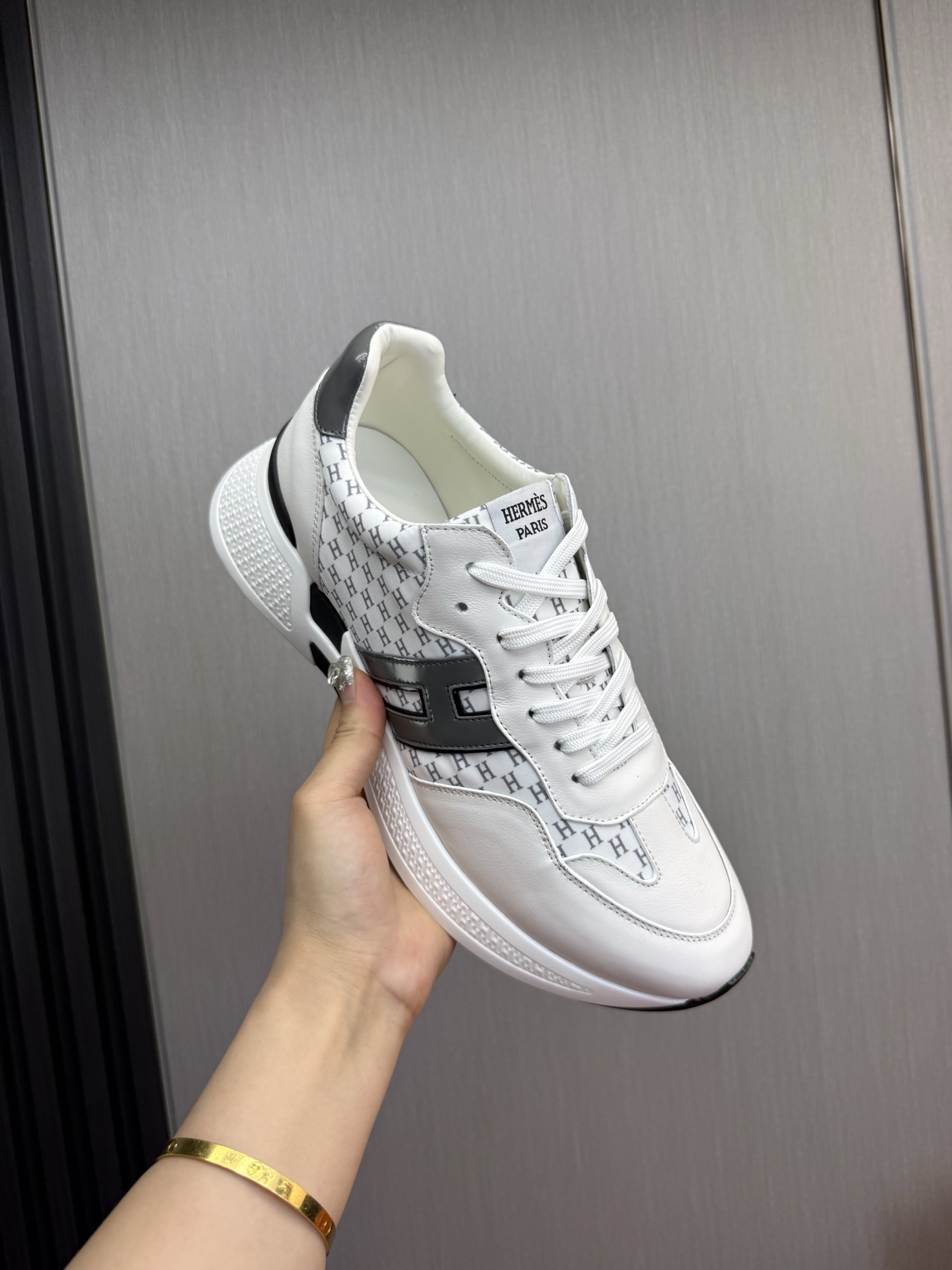 Hermes Men's H Sneakers, White Leather, Iconic Design, Sizes 39-44 9 i1743103215360 1205 0 2