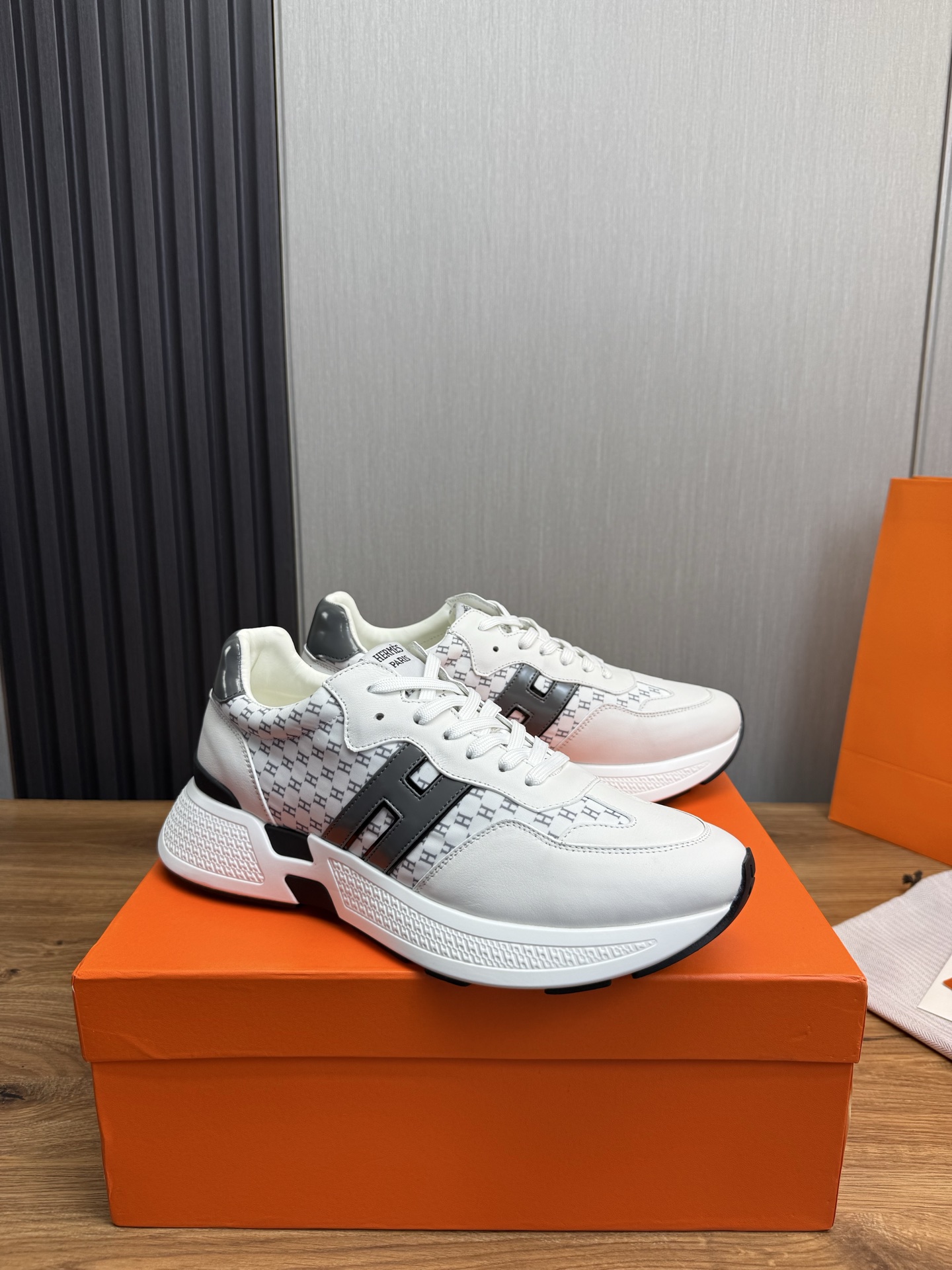 Hermes Men's H Sneakers, White Leather, Iconic Design, Sizes 39-44 4 i1743103216518 7750 0 6
