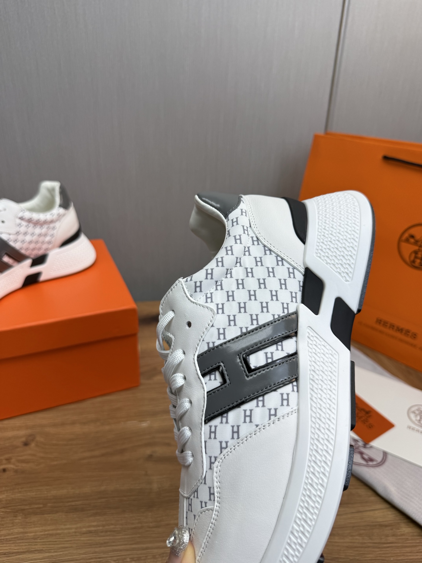 Hermes Men's H Sneakers, White Leather, Iconic Design, Sizes 39-44 10 i1743103216558 2320 0 9