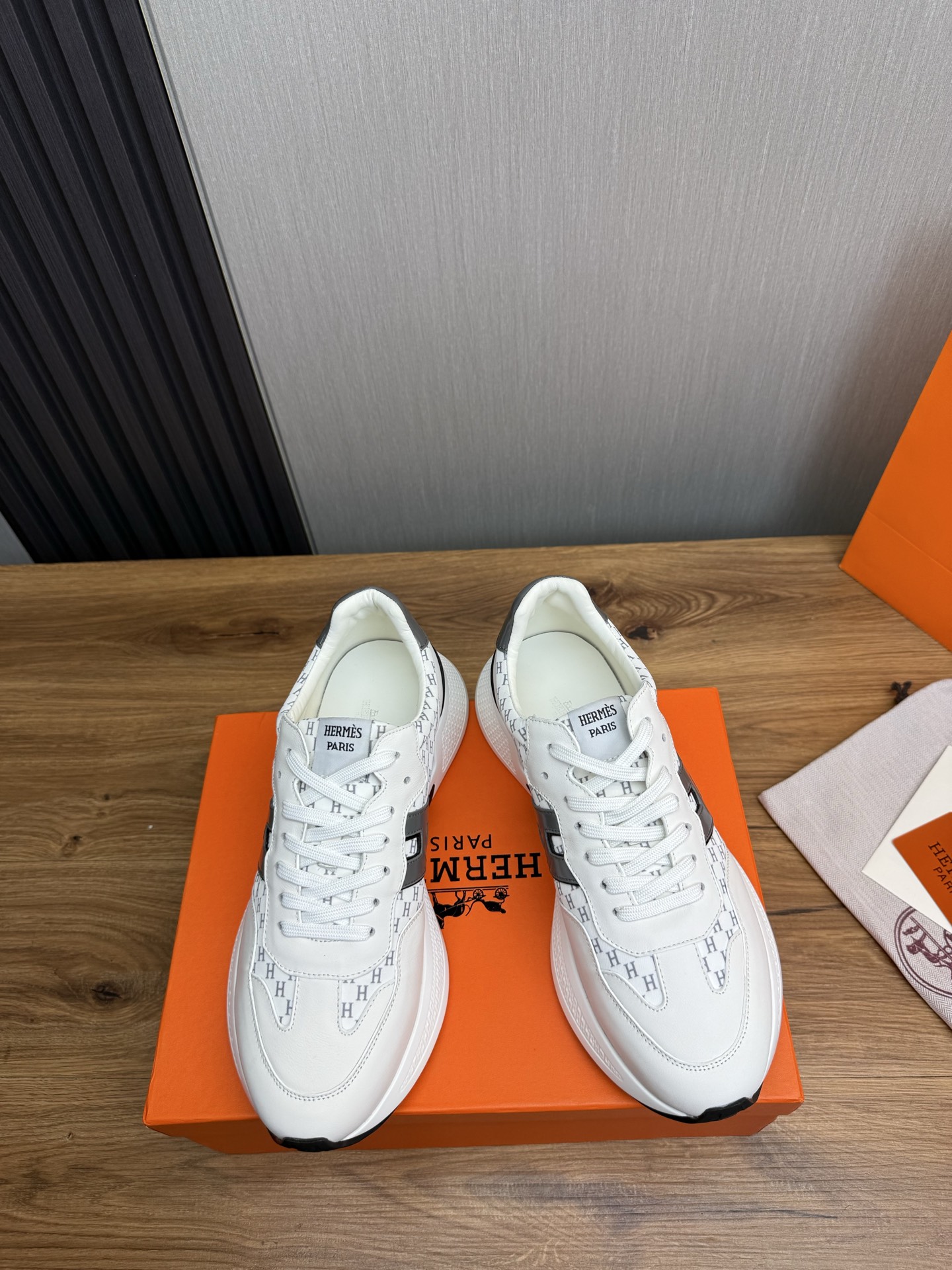 Hermes Men's H Sneakers, White Leather, Iconic Design, Sizes 39-44 3 i1743103216560 1645 0 3