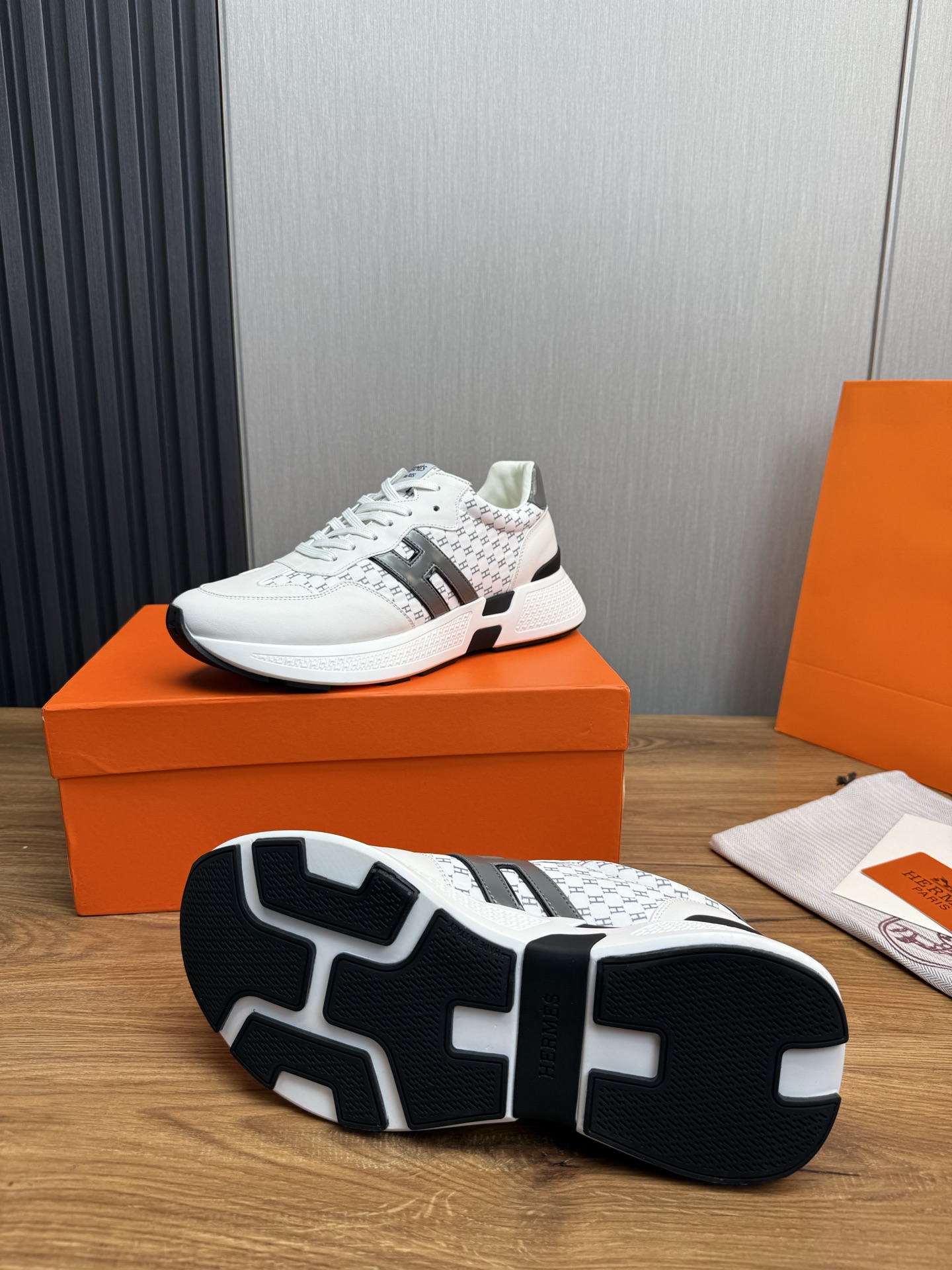 Hermes Men's H Sneakers, White Leather, Iconic Design, Sizes 39-44 11 i1743103217143 6880 0 11