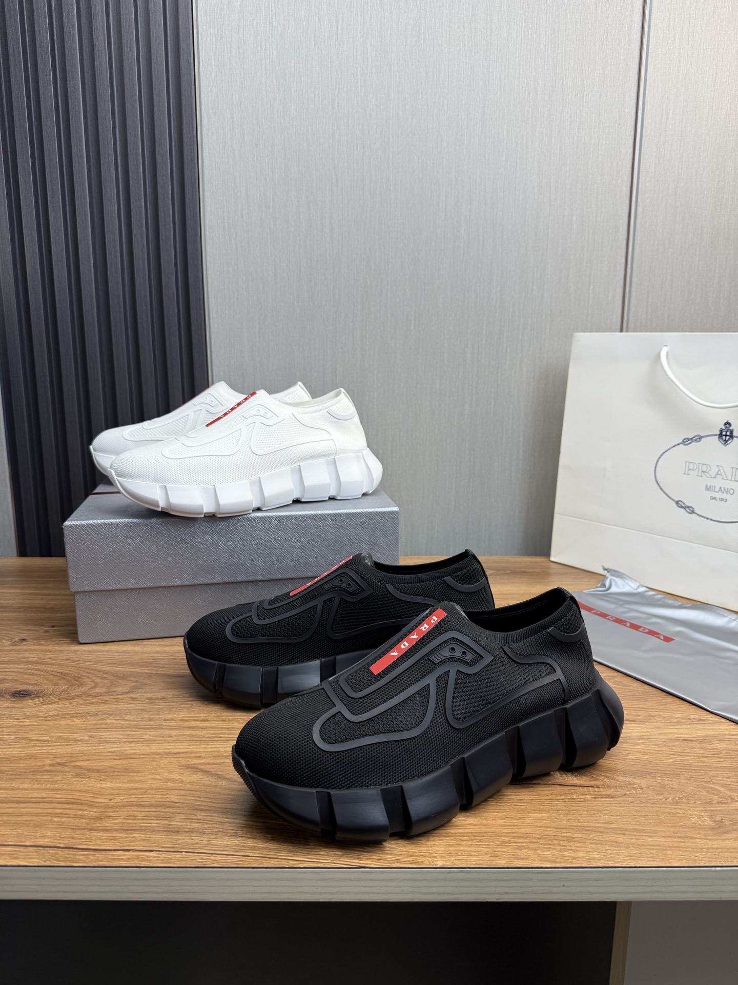 Prada Men's Slip-On Sneakers in Technical Knit with Leather Lining 2 i1743103704052 2088 0 0