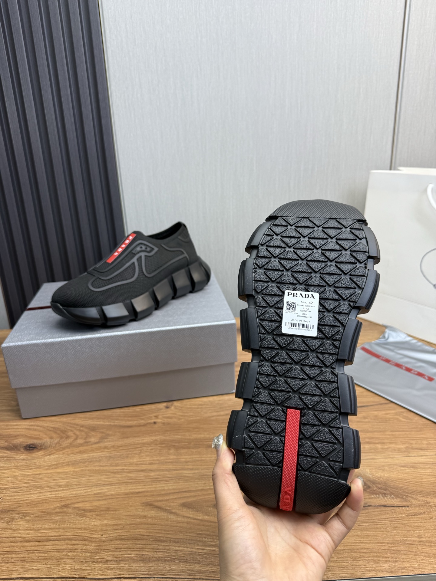 Prada Men's Slip-On Sneakers in Technical Knit with Leather Lining 12 i1743103706002 5910 0 9