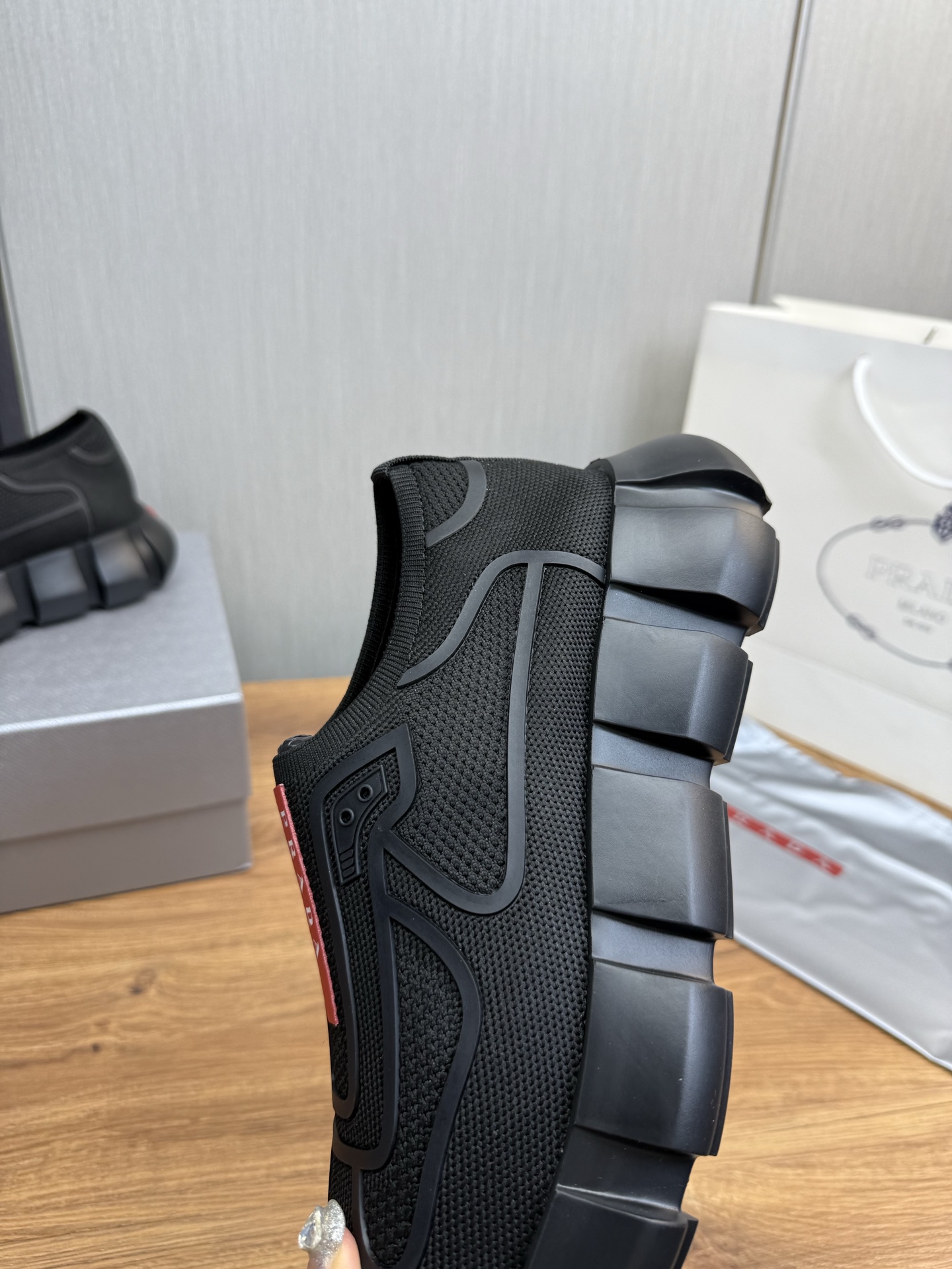 Prada Men's Slip-On Sneakers in Technical Knit with Leather Lining 10 i1743103706085 2001 0 7