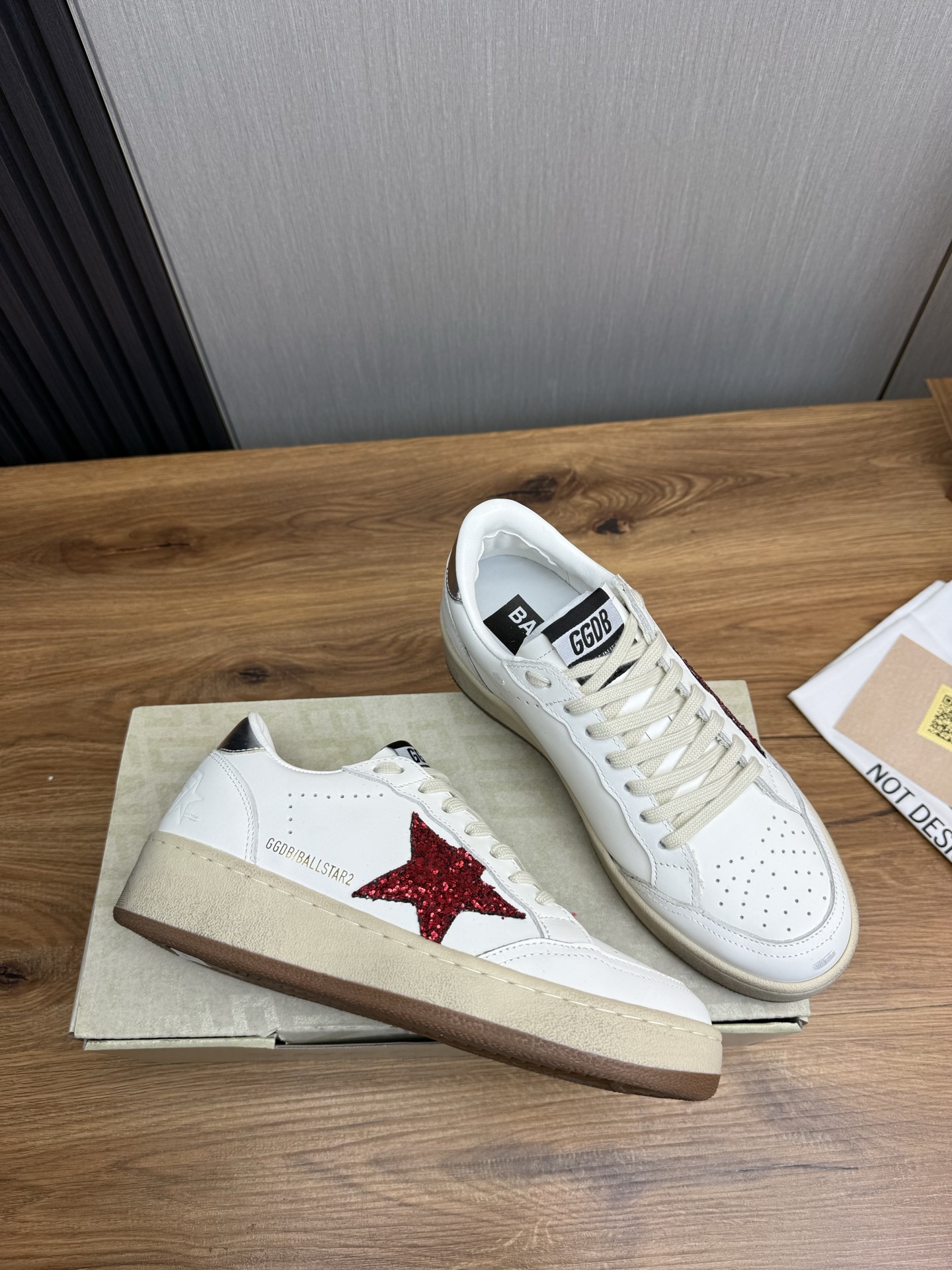 Golden Goose Ball Star Leather Sneakers with Red Glitter Star 7 i1744141261081 8990 0 3