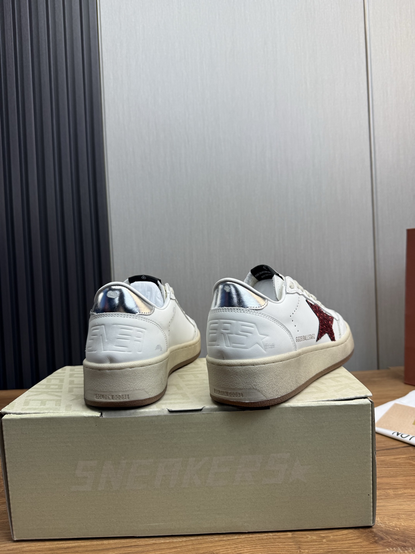 Golden Goose Ball Star Leather Sneakers with Red Glitter Star 6 i1744141261117 3363 0 5