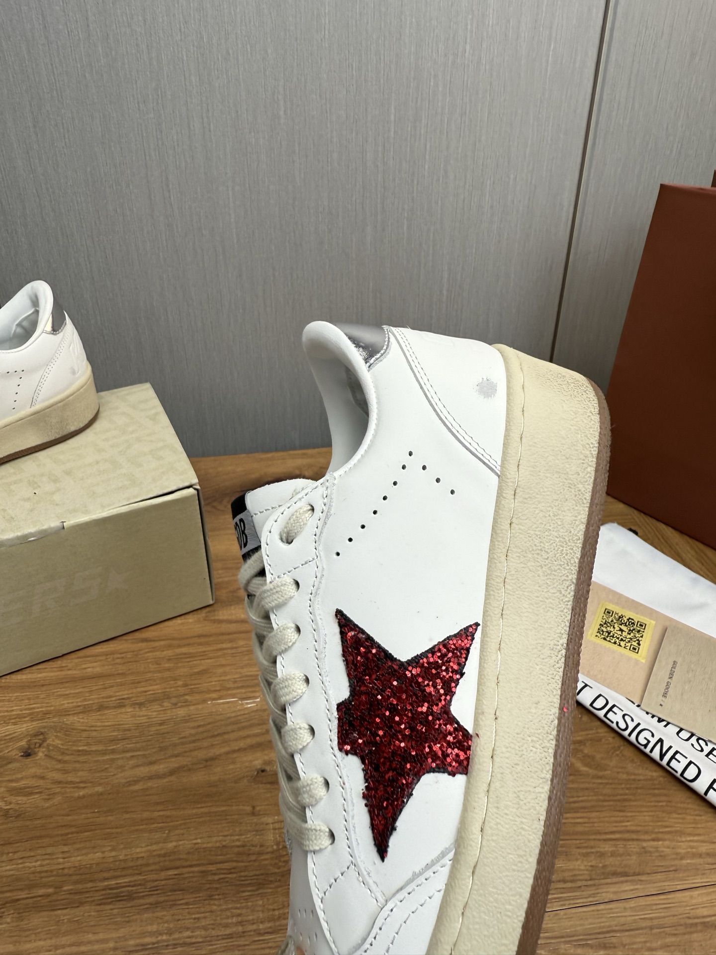 Golden Goose Ball Star Leather Sneakers with Red Glitter Star 10 i1744141261194 7162 0 8