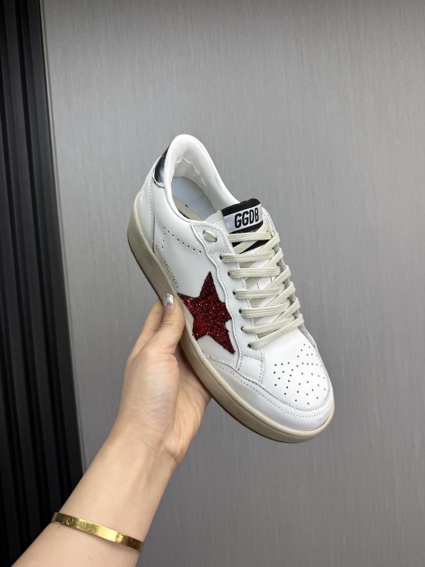 Golden Goose Ball Star Leather Sneakers with Red Glitter Star 9 i1744141262500 5849 0 1