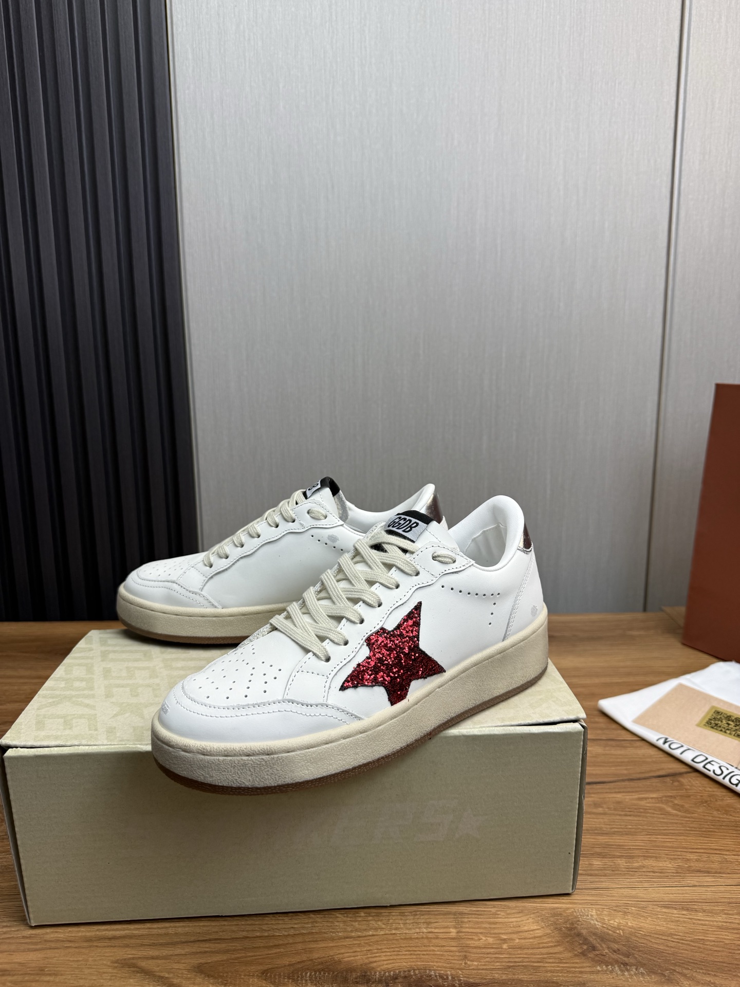 Golden Goose Ball Star Leather Sneakers with Red Glitter Star 4 i1744141262504 4738 0 2