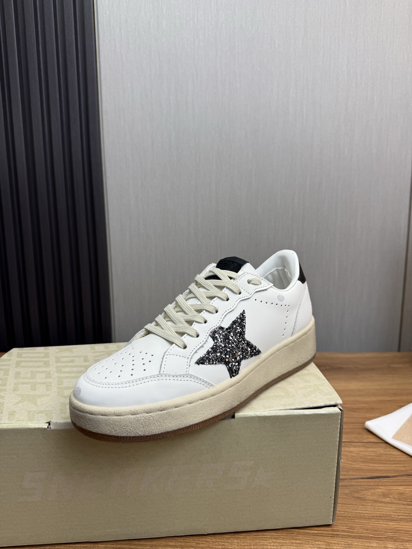 Golden Goose Ball Star Leather Sneakers with Glitter Star Patch 2 i1744141618868 6127 0 0