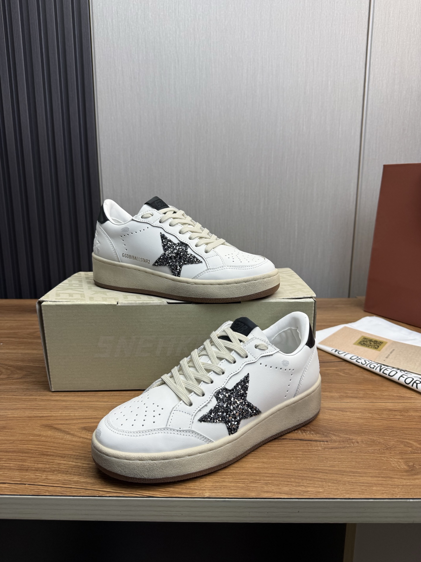 Golden Goose Ball Star Leather Sneakers with Glitter Star Patch 5 i1744141620158 8470 0 8