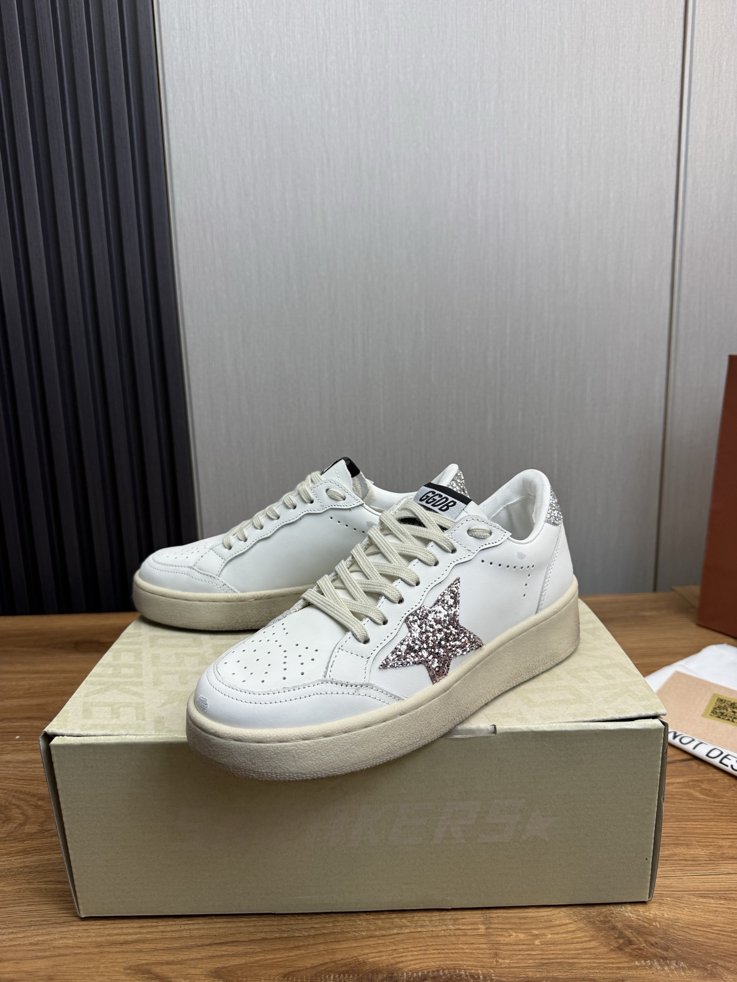 Golden Goose Ball Star Leather Sneaker with Glitter Star Patch 4 i1744141662710 6288 0 4