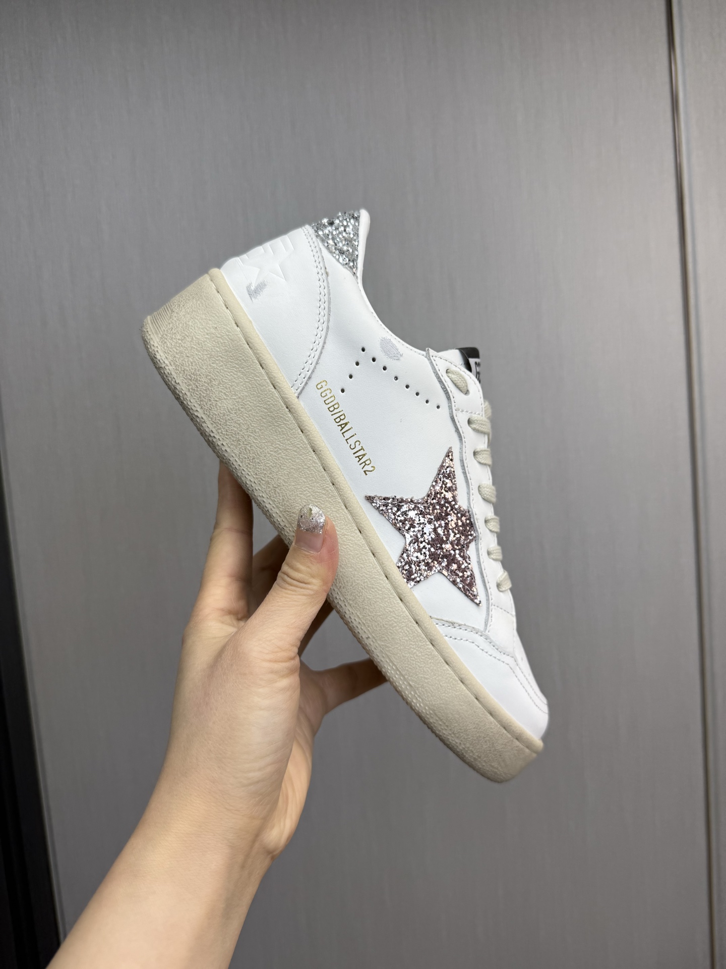 Golden Goose Ball Star Leather Sneaker with Glitter Star Patch 8 i1744141662713 6604 0 1